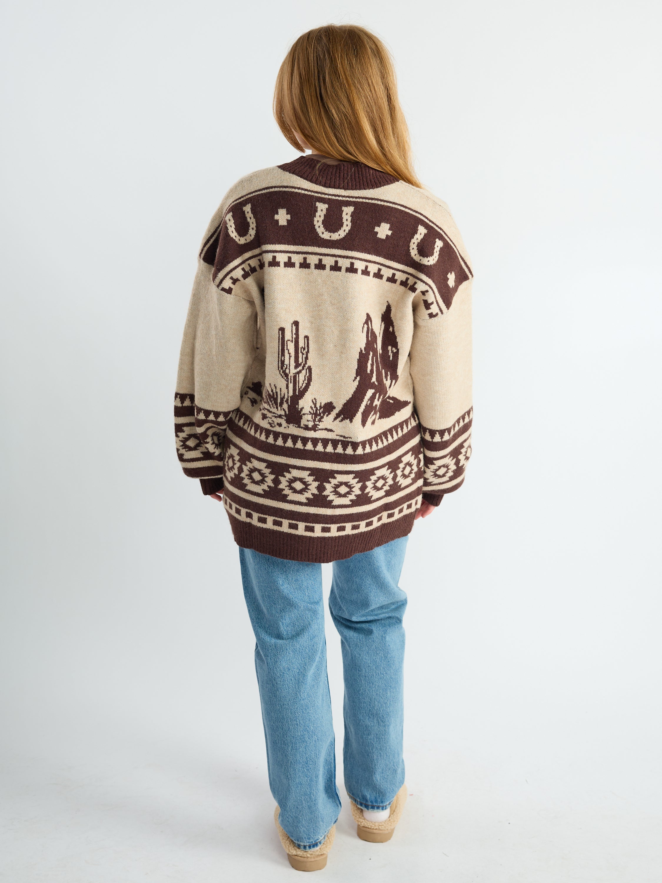 Western Oversized Button Cardigan