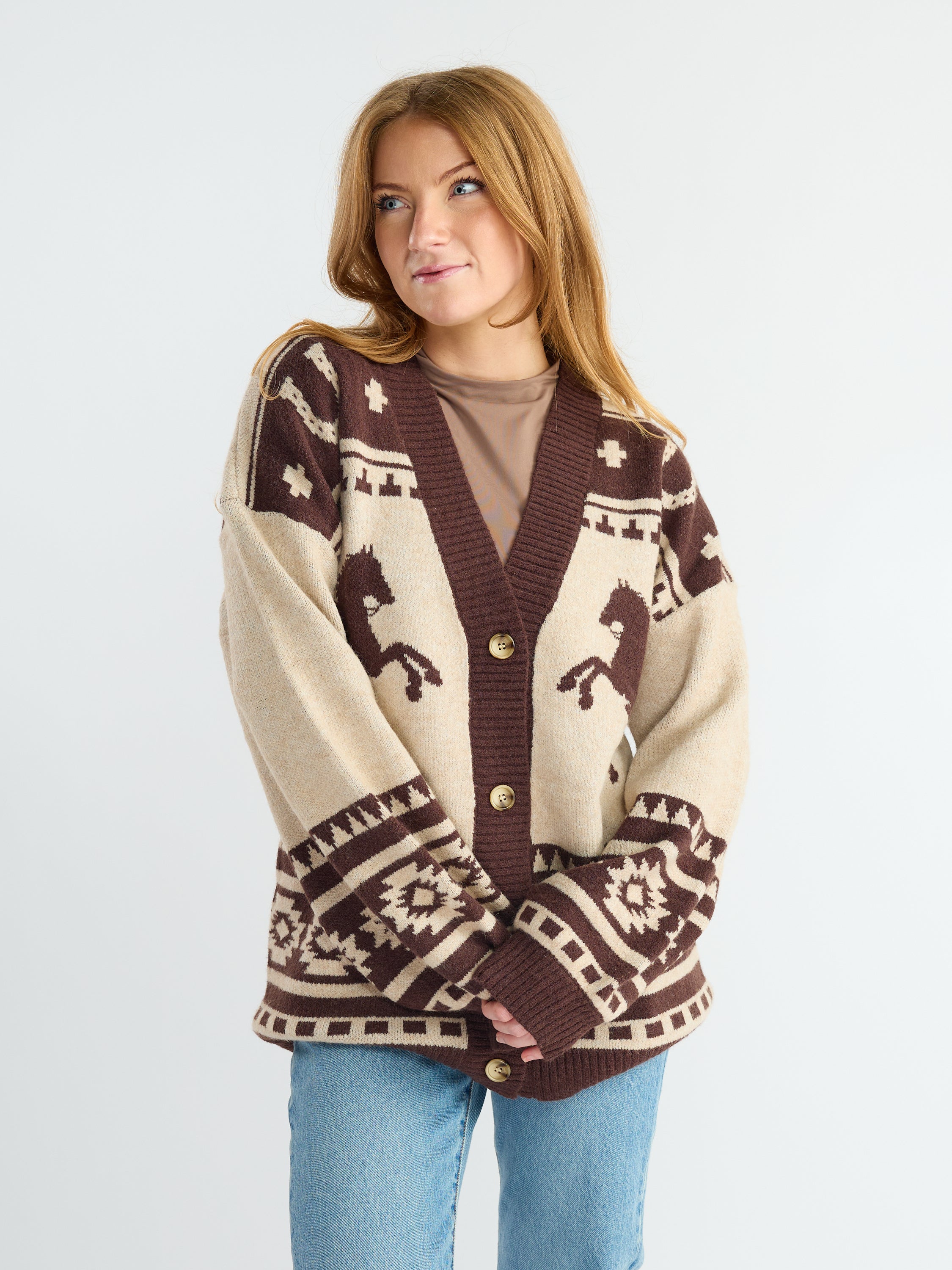 Western Oversized Button Cardigan