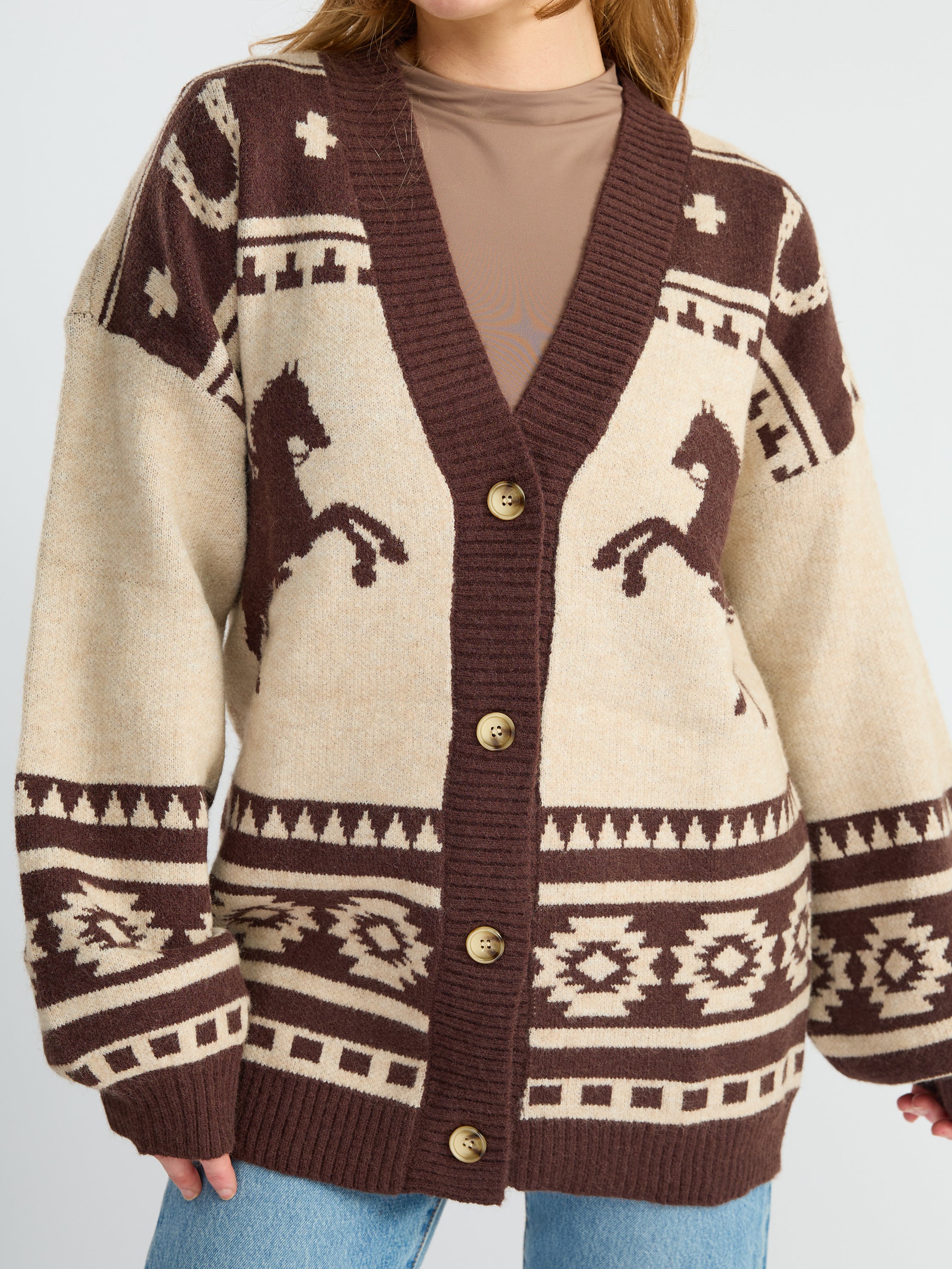 Western Oversized Button Cardigan