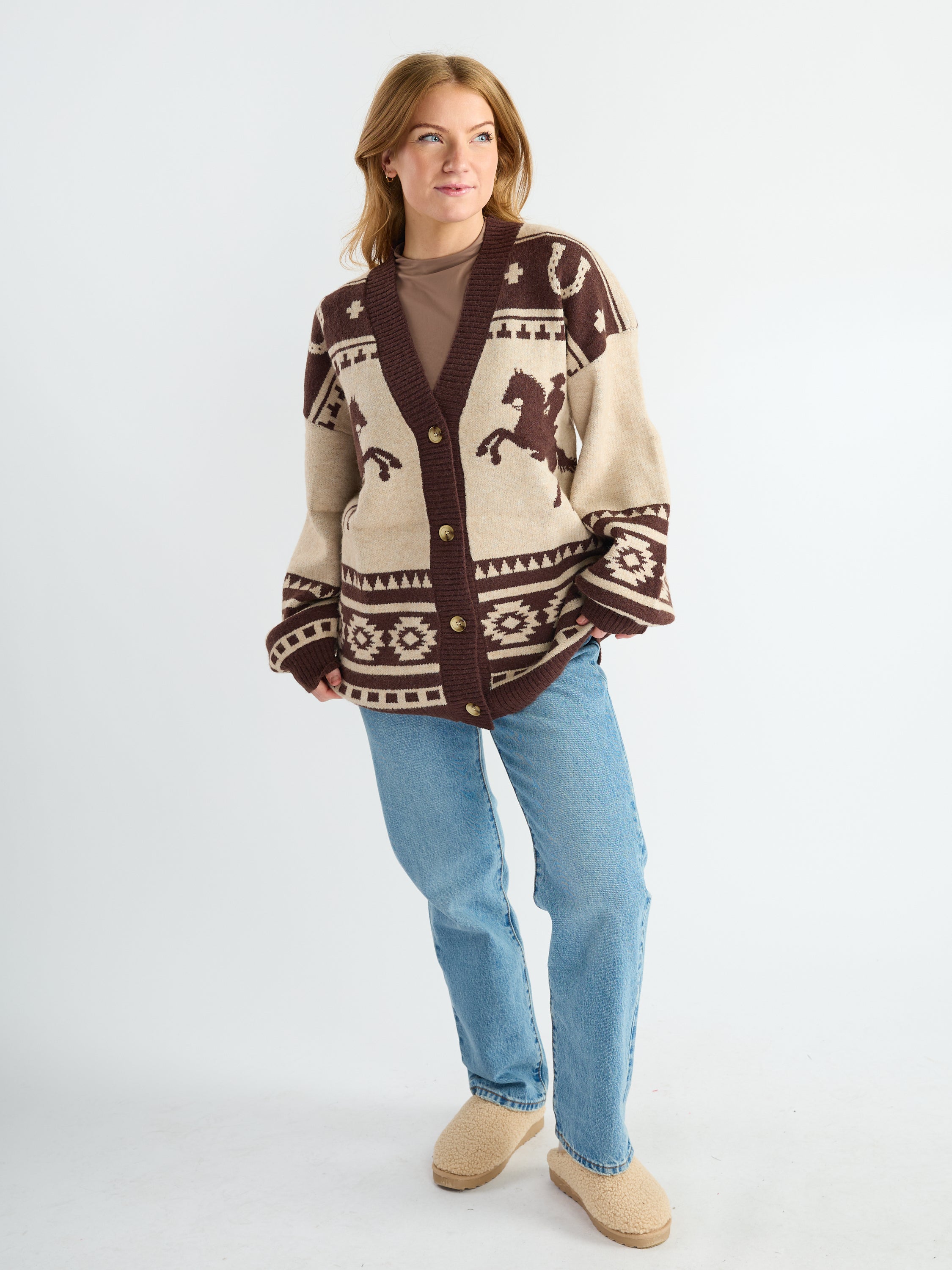 Western Oversized Button Cardigan