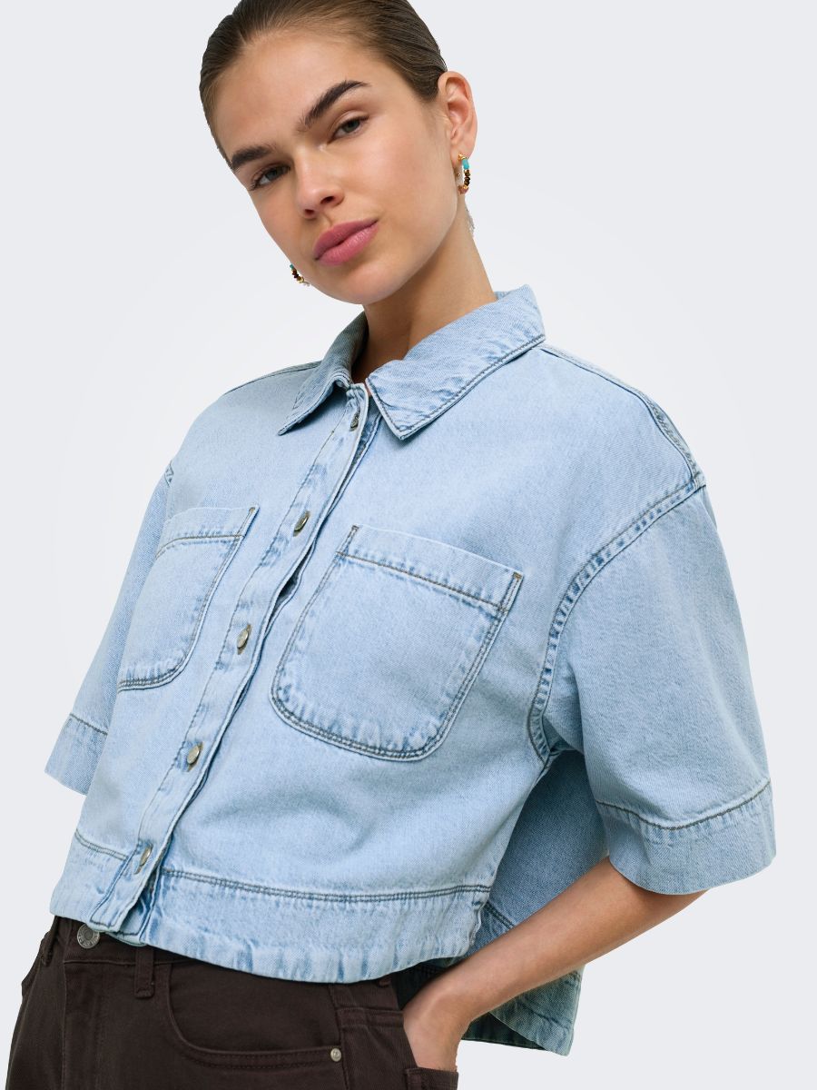Only Cleo Life Cropped Denim Shirt