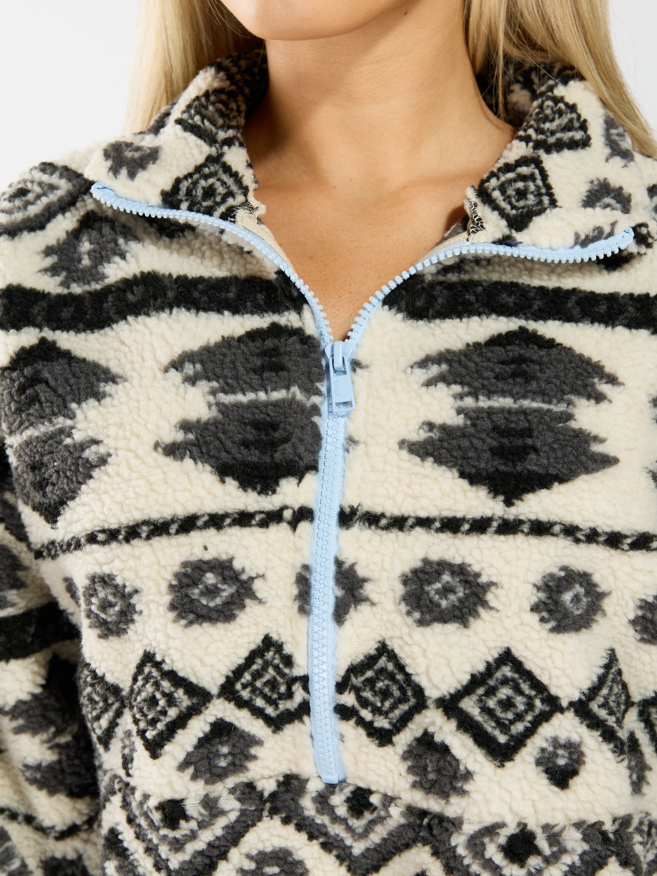Janne Aztec Teddy Long Sleeve Half-Zip
