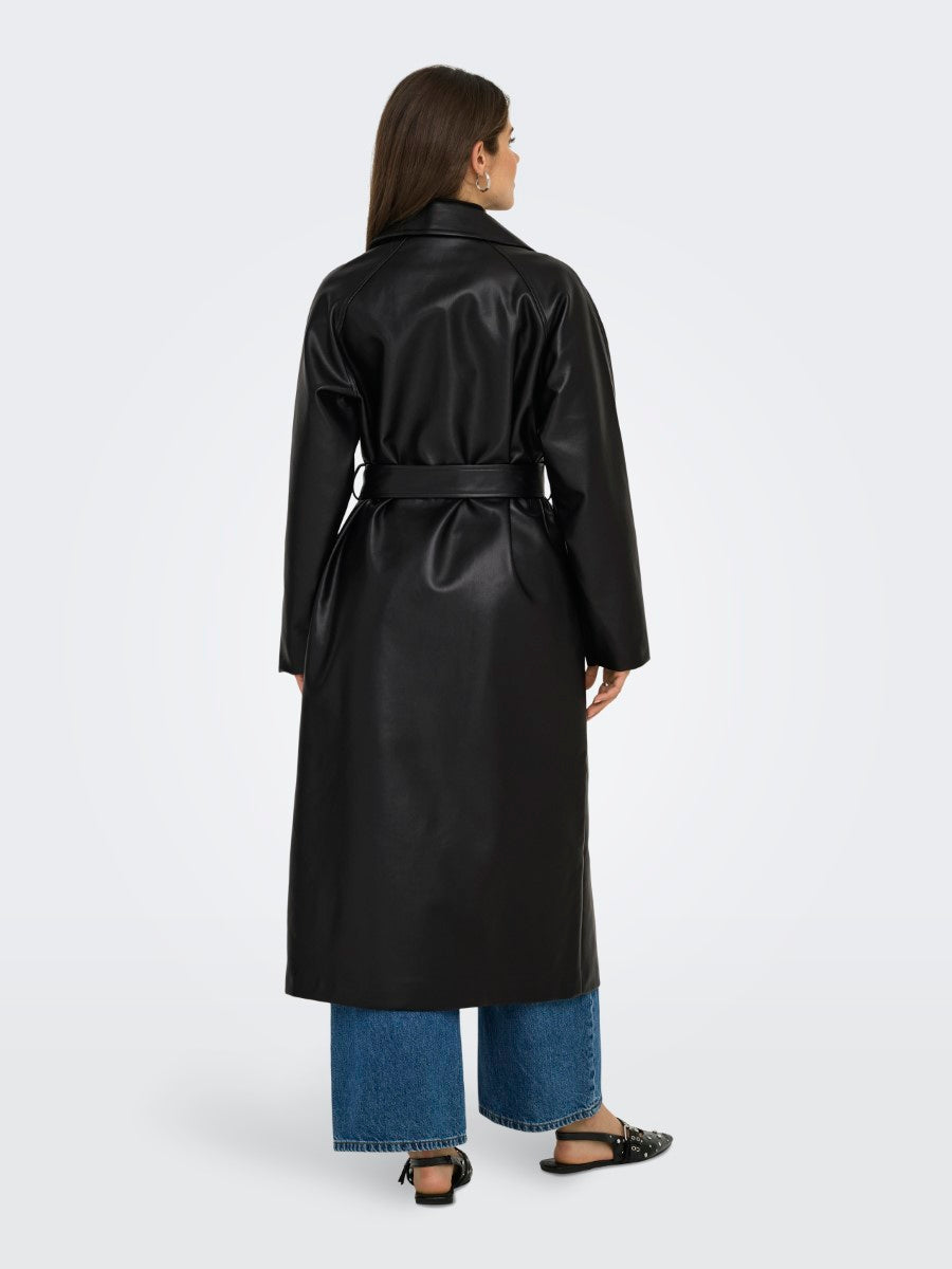 Bina Faux Leather Trench Coat