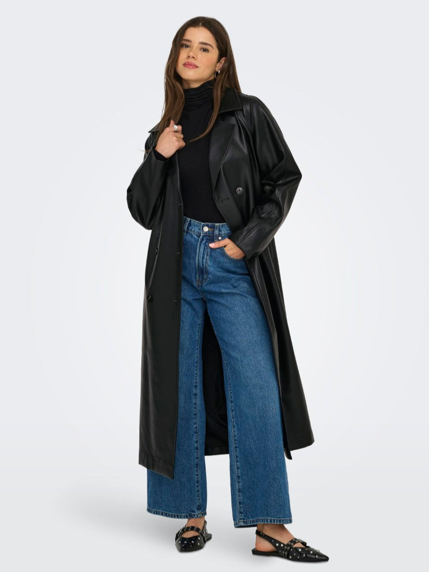 Bina Faux Leather Trench Coat
