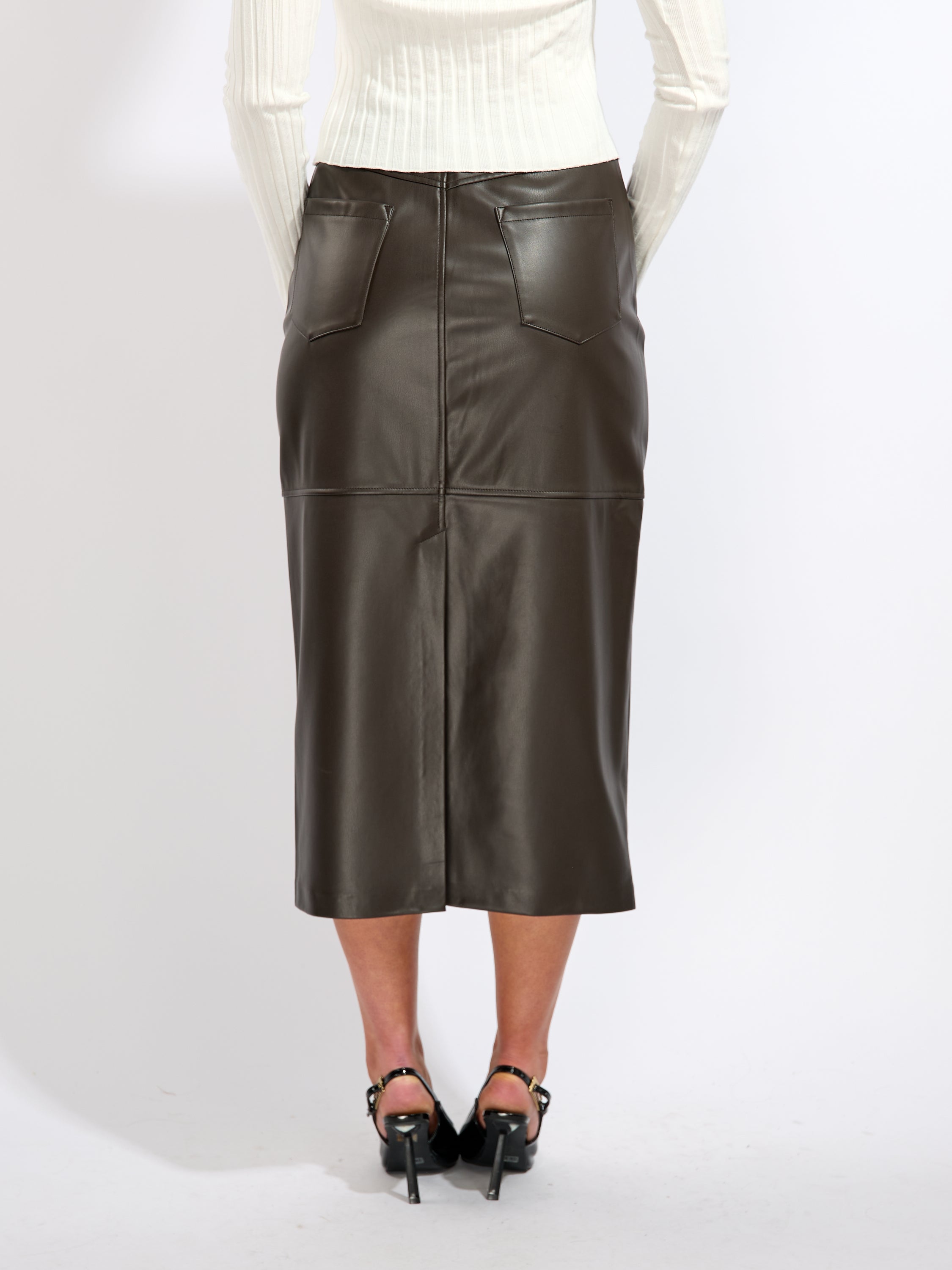 Verona Faux Leather Long Skirt
