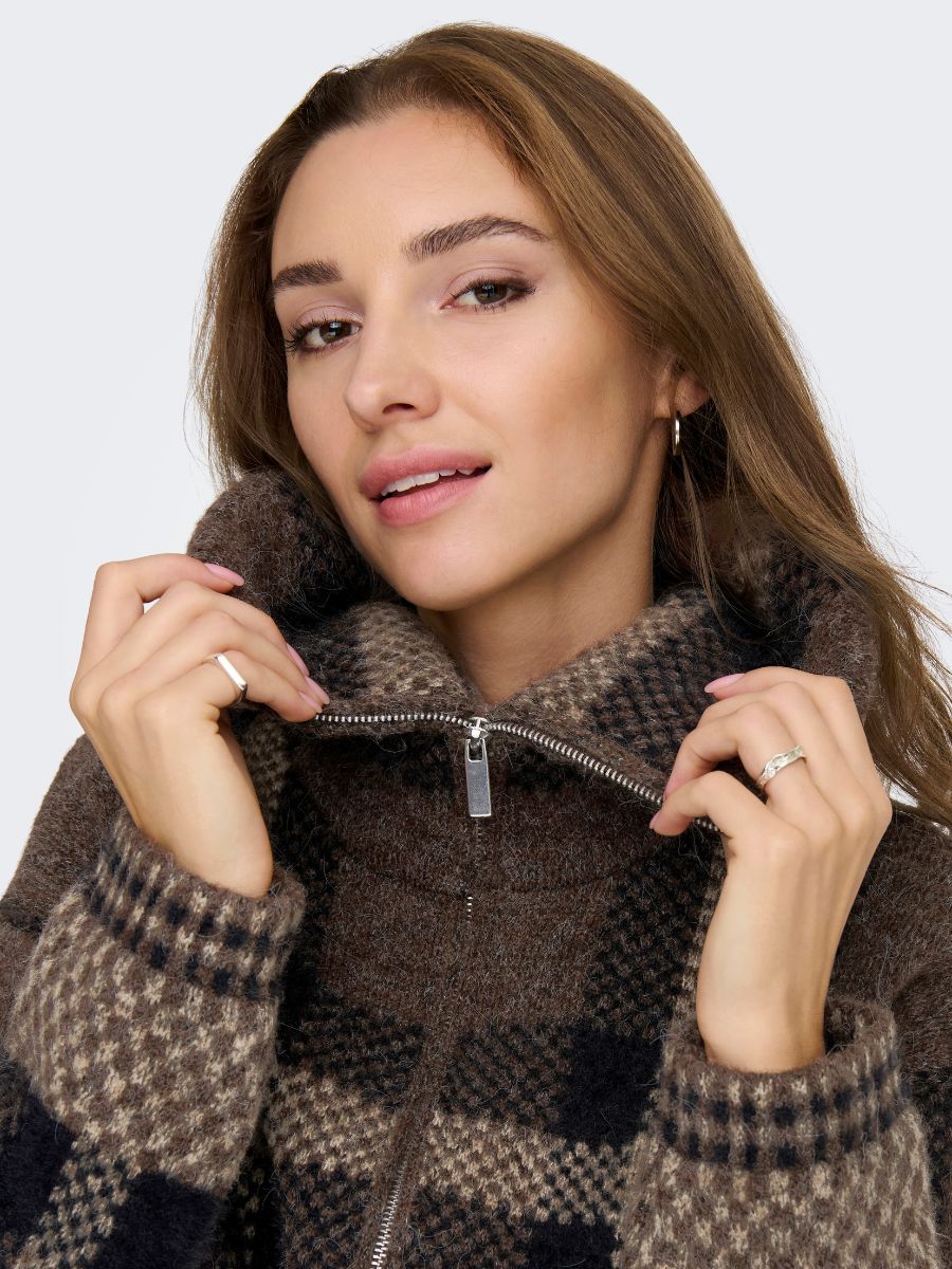 Maroon Zip Knit Cardigan