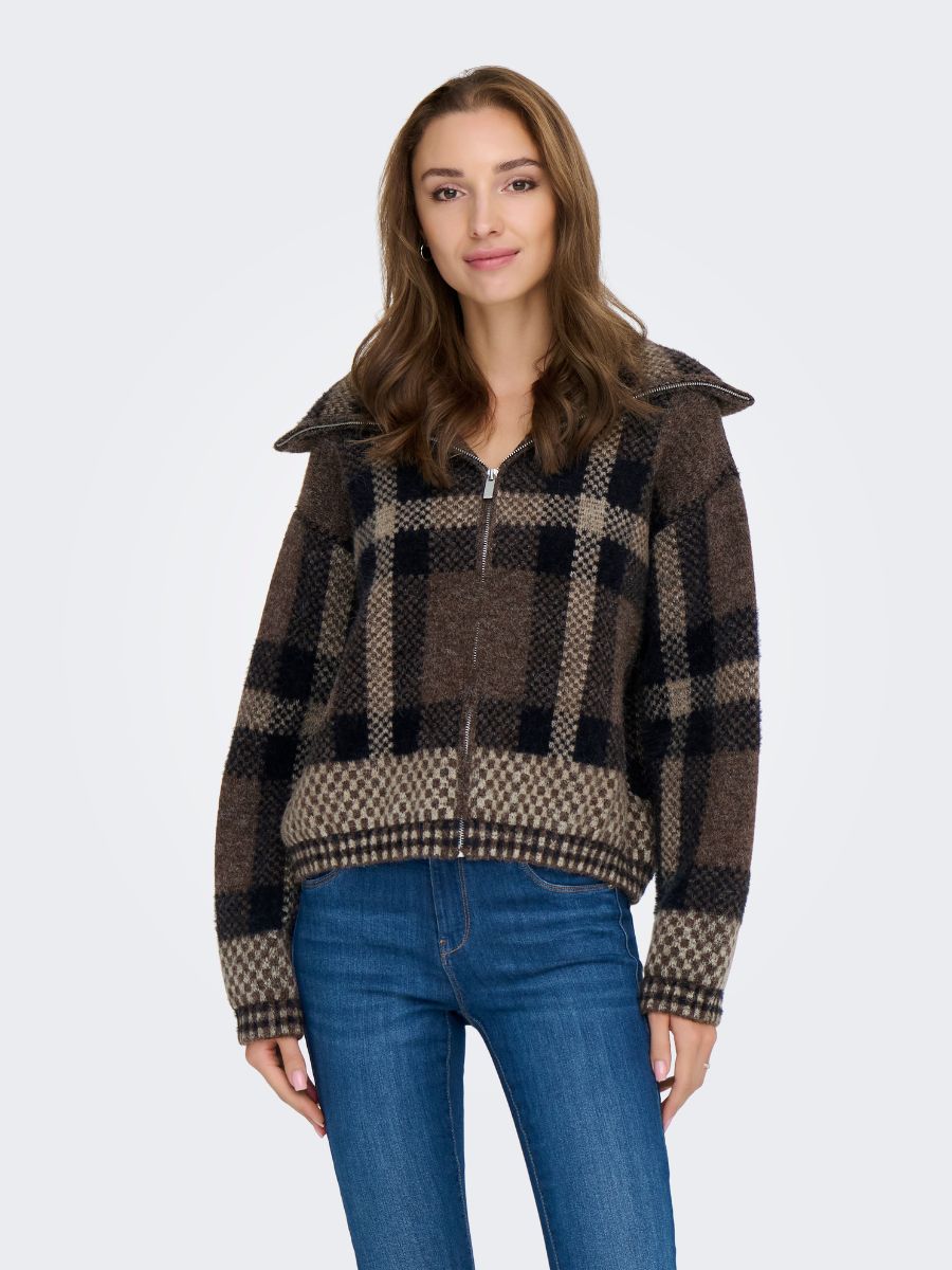 Maroon Zip Knit Cardigan