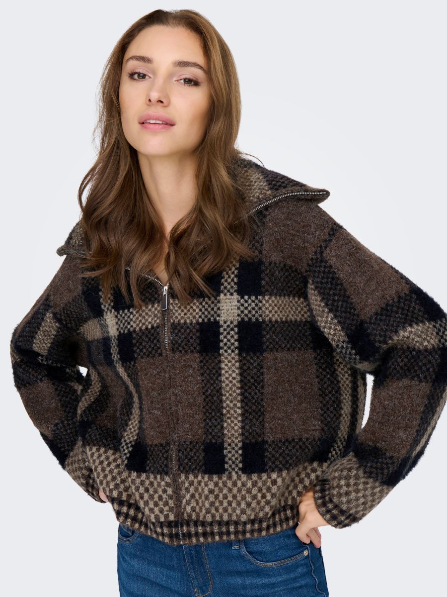 Maroon Zip Knit Cardigan