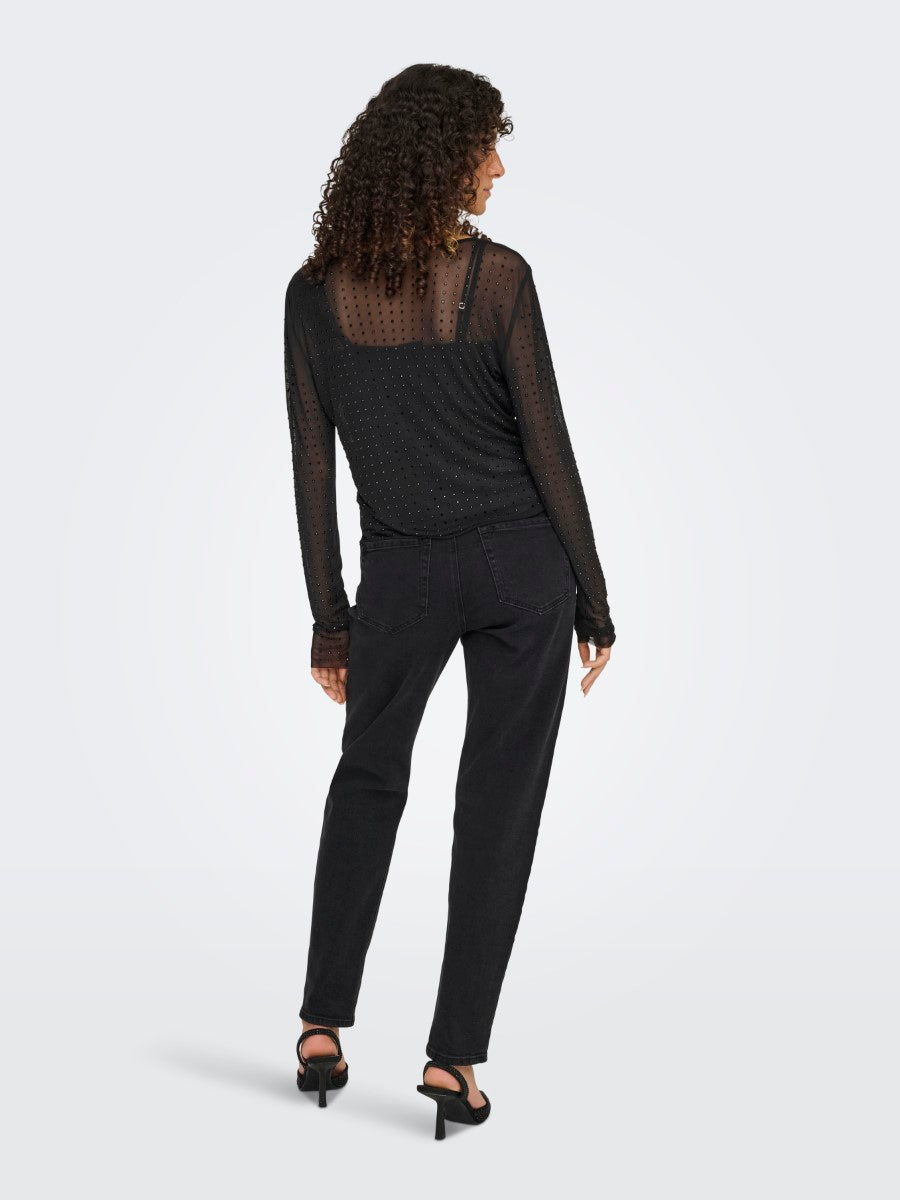 Hilen Rhinestone Mesh Top