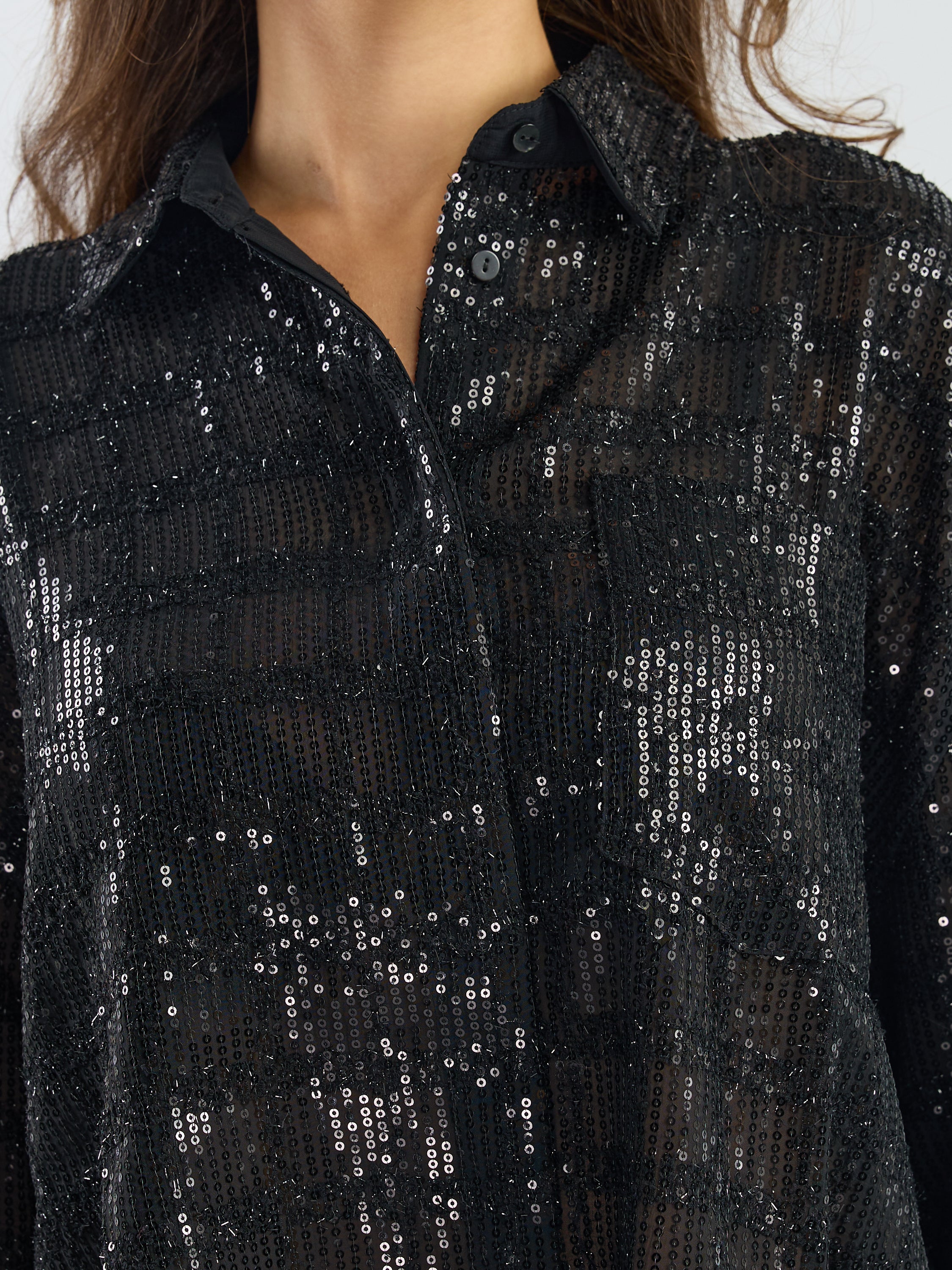 Only Darina Long-Sleeve Sequin Woven Shirt