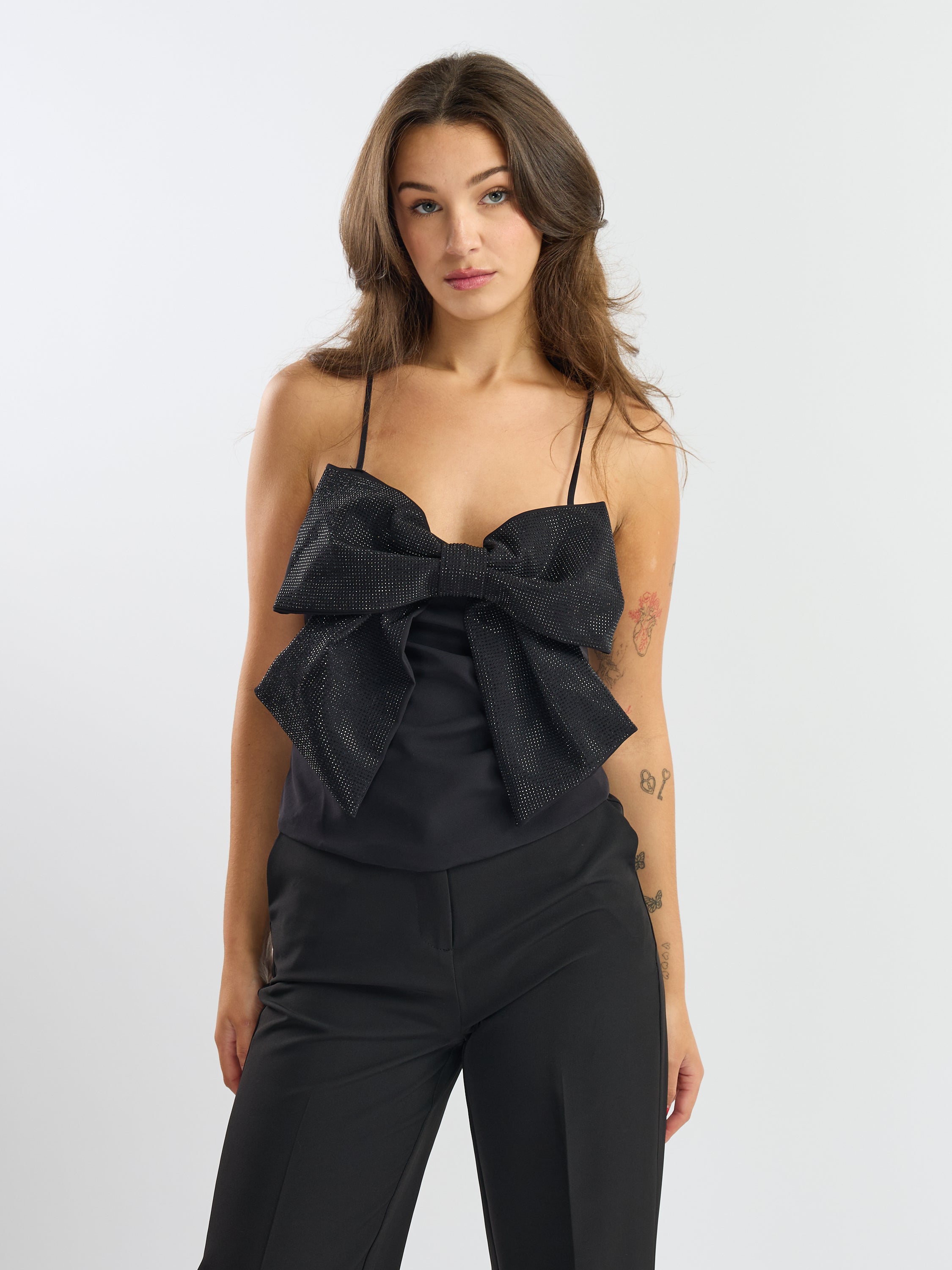 Only Ginie Rhinestone Bow-Strap Top