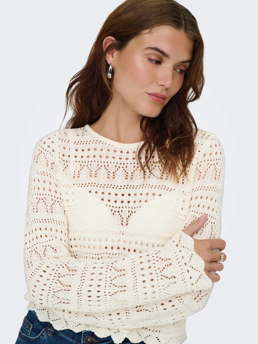 Only Elke Life Crochet Long Sleeve Top