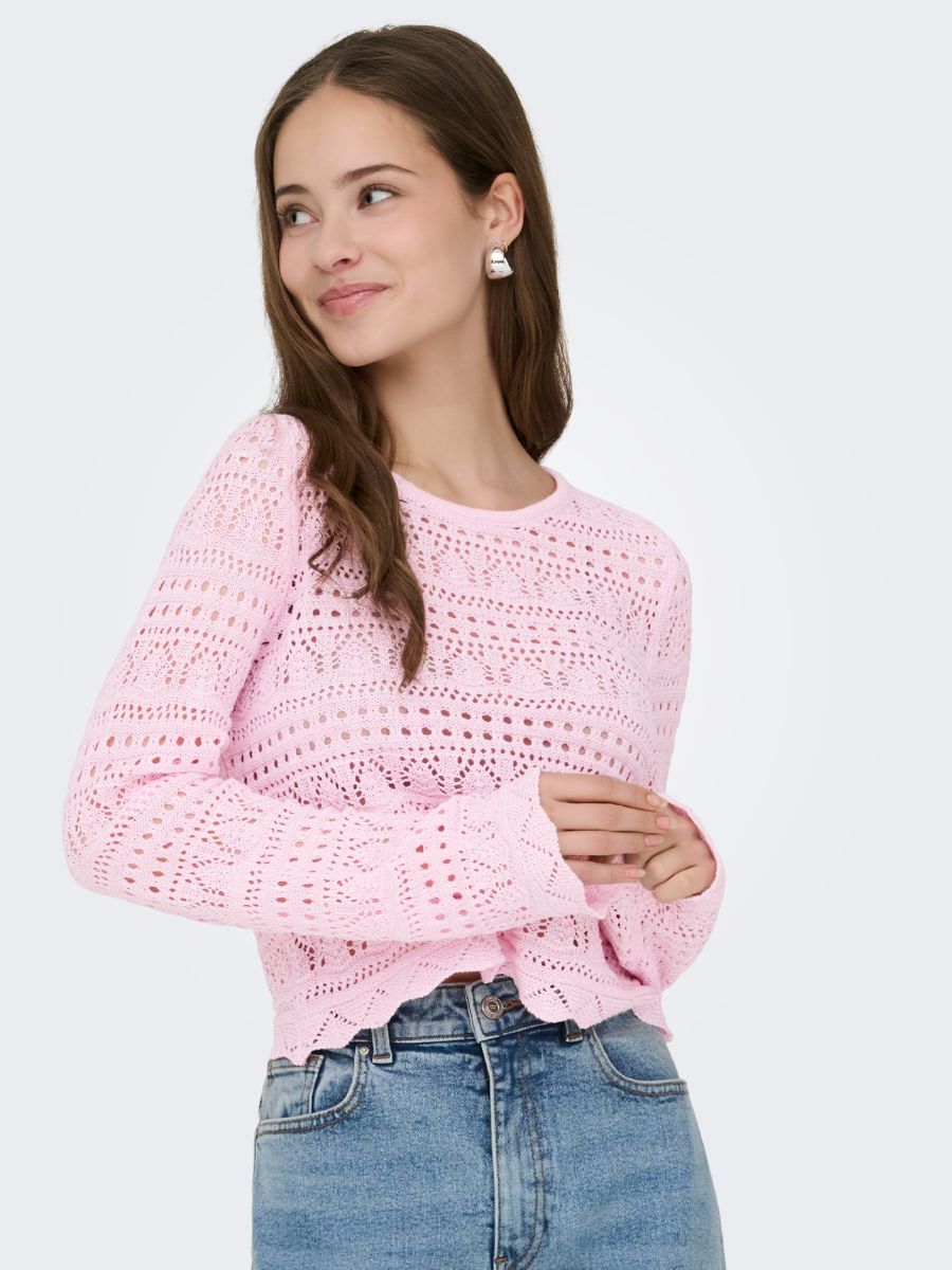 Only Elke Life Crochet Long Sleeve Top