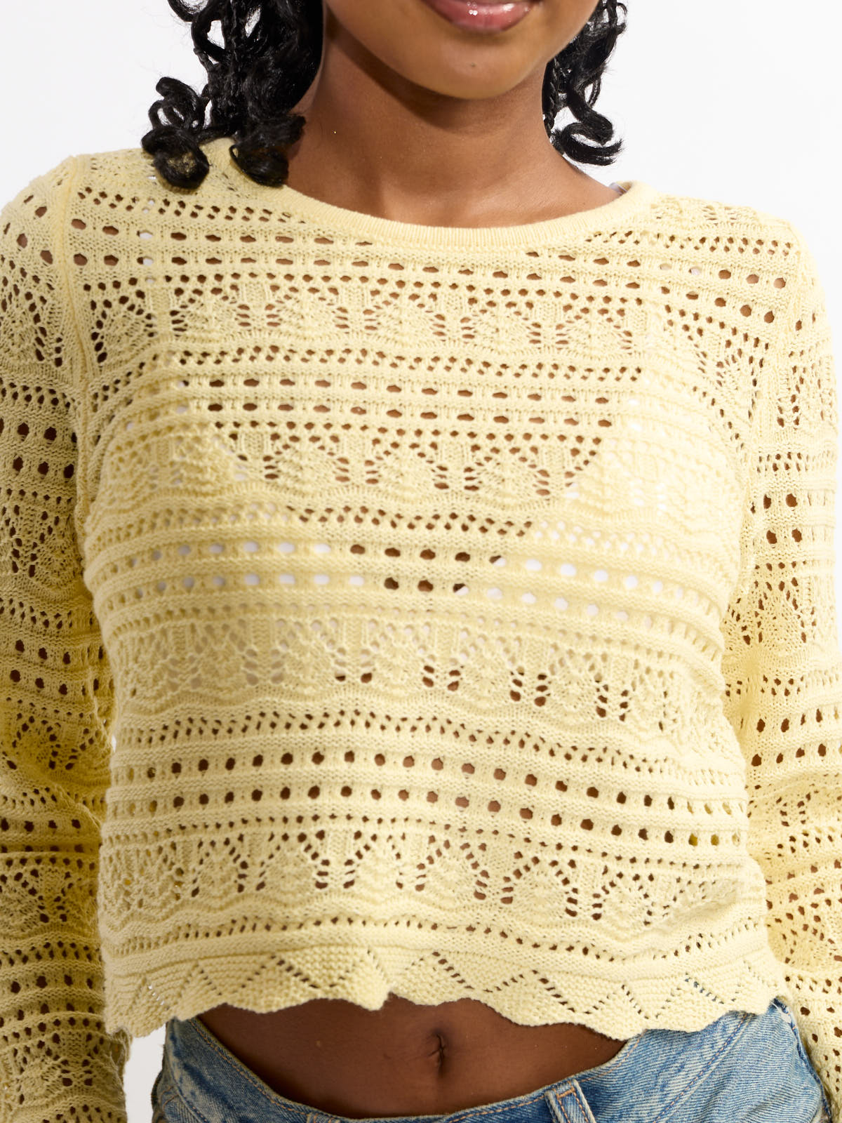 Only Elke Life Crochet Long Sleeve Top