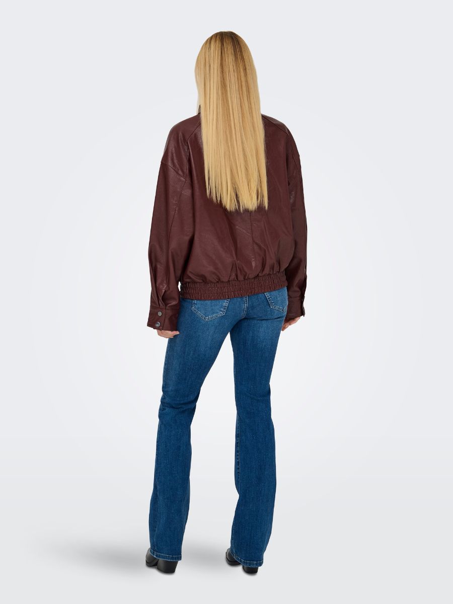ONLY Julia Faux Leather Oversized Bomber Jacket