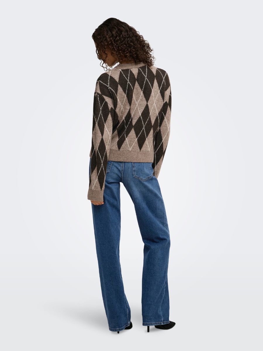 Bianka Long Sleeve Argyle Pullover