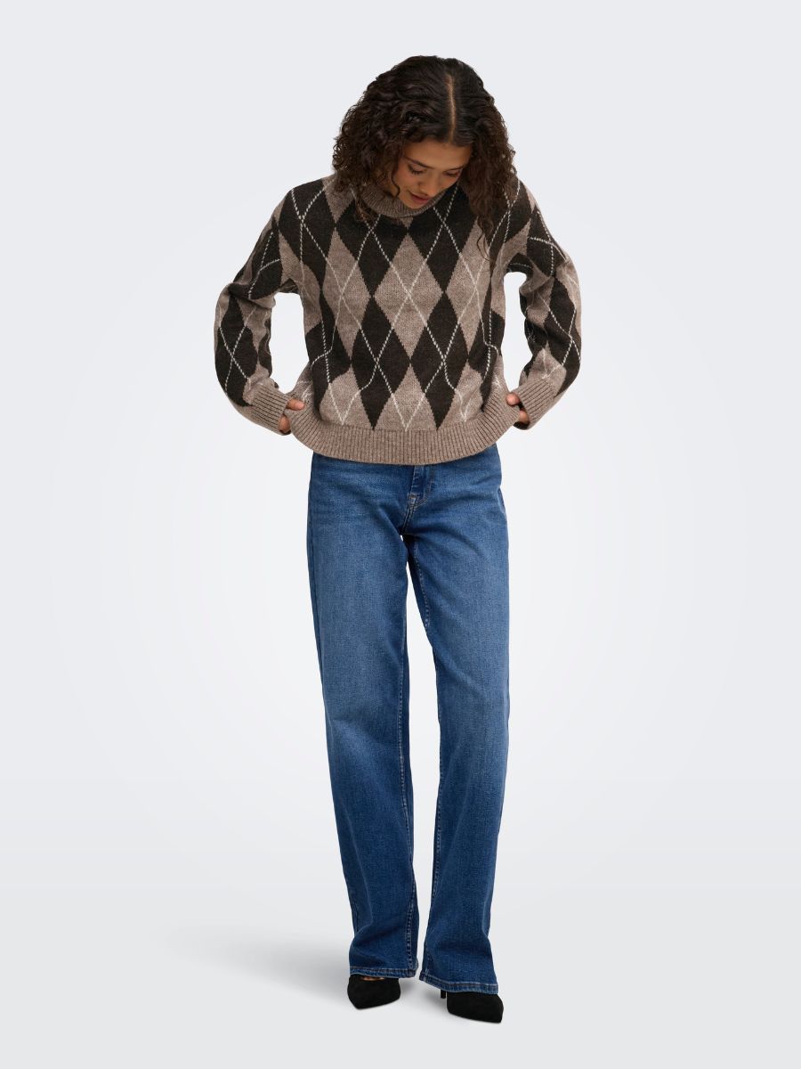 Bianka Long Sleeve Argyle Pullover
