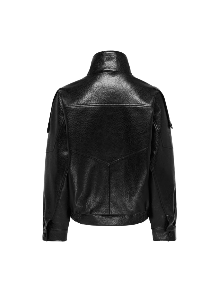 Raye Faux Leather Oversized Bomber Jacket