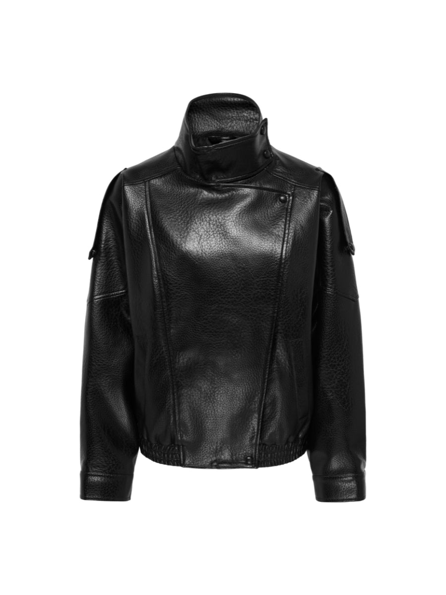 Raye Faux Leather Oversized Bomber Jacket