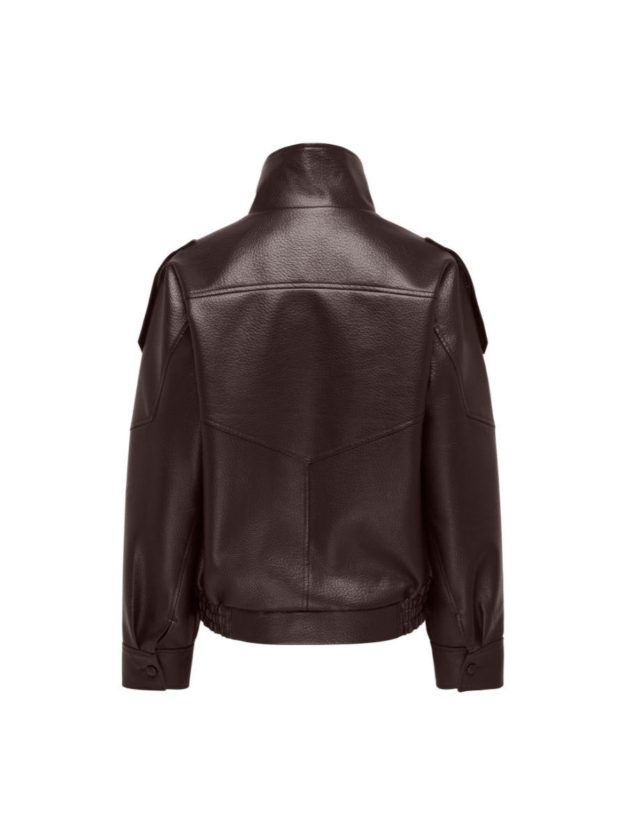 Raye Faux Leather Oversized Bomber Jacket