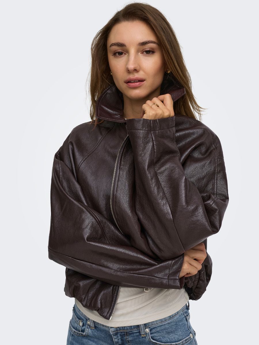 ONLY Masja Faux Leather Bomber Jacket