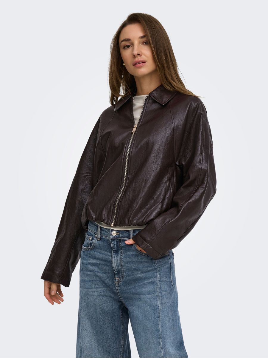 ONLY Masja Faux Leather Bomber Jacket
