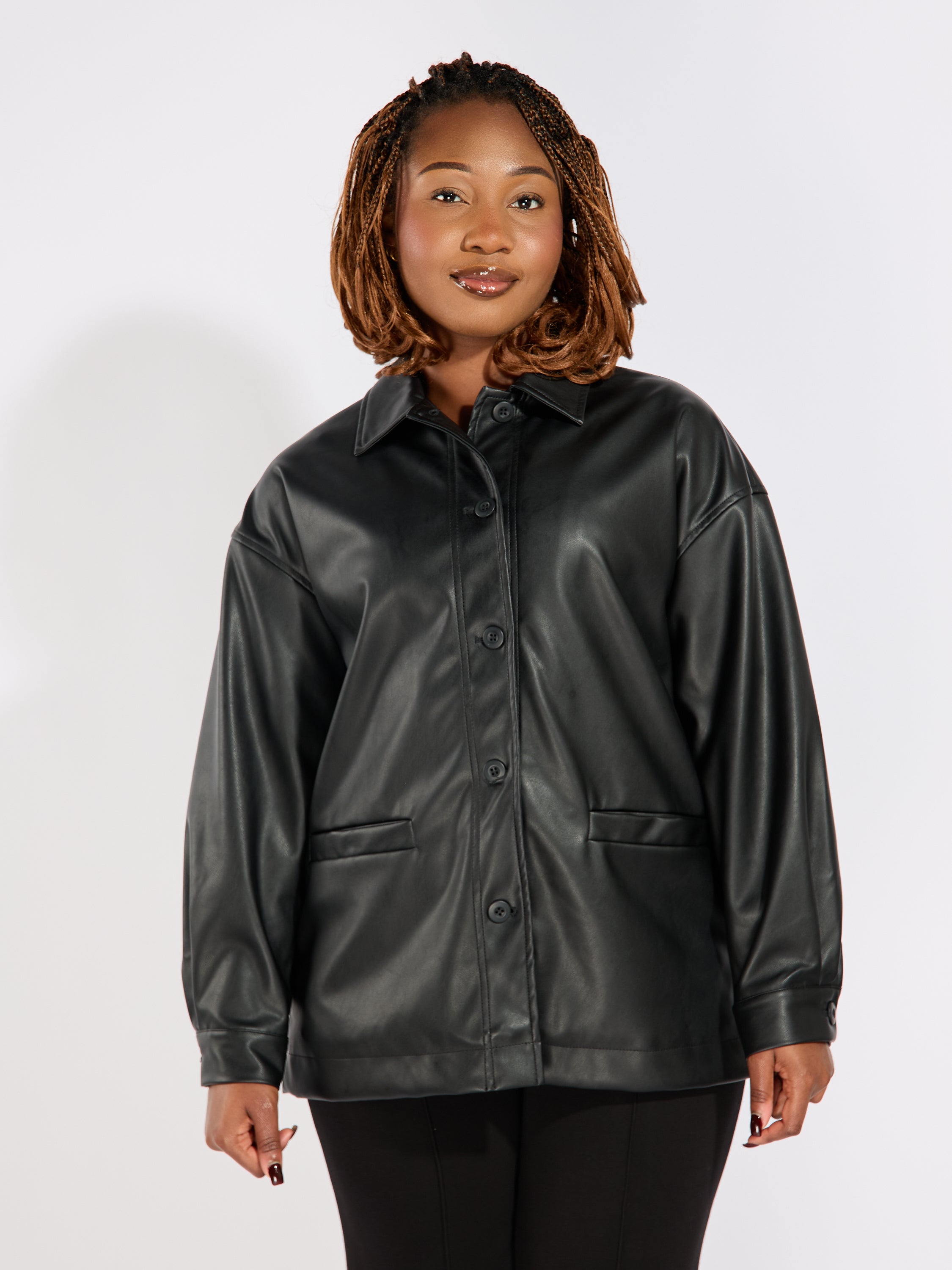 Jamila PU Faux Leather Overshirt