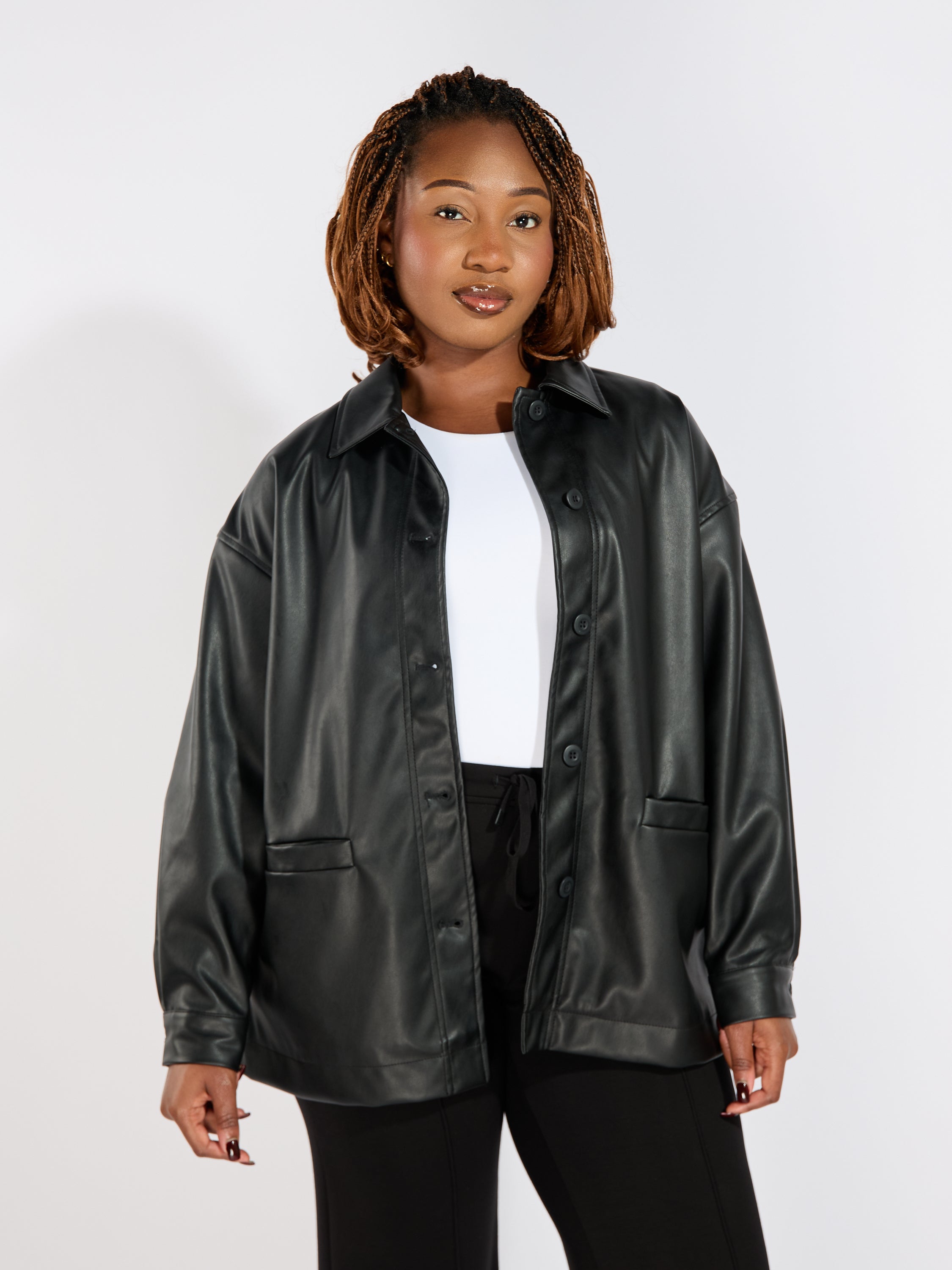 Jamila PU Faux Leather Overshirt