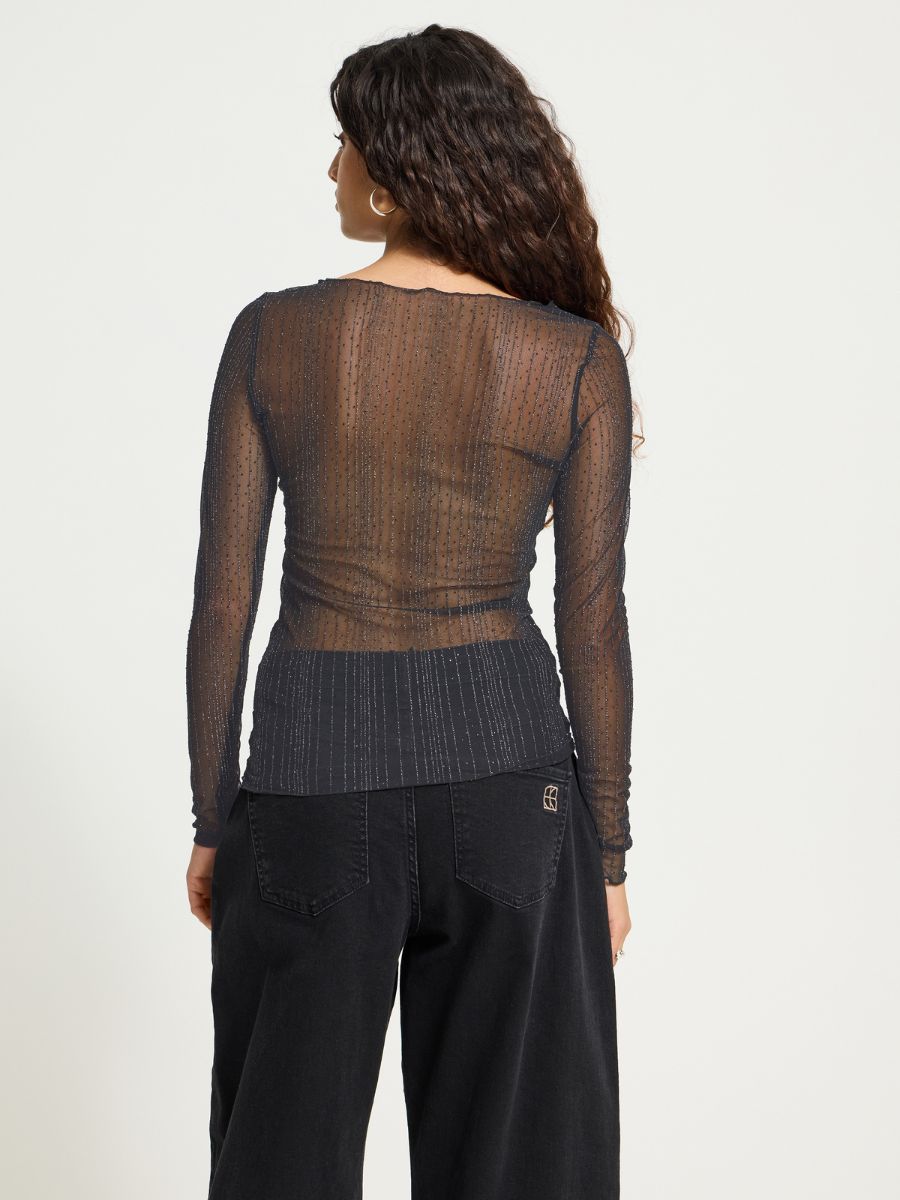 ICHI Noviola Long Sleeve Sheer Top