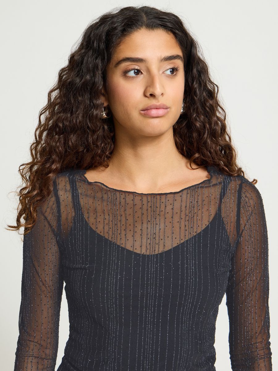 ICHI Noviola Long Sleeve Sheer Top