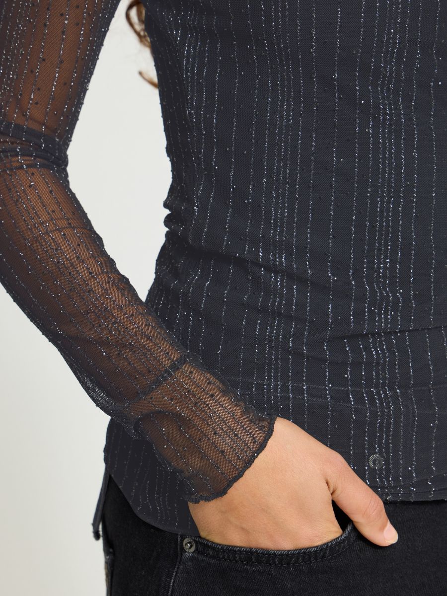 ICHI Noviola Long Sleeve Sheer Top