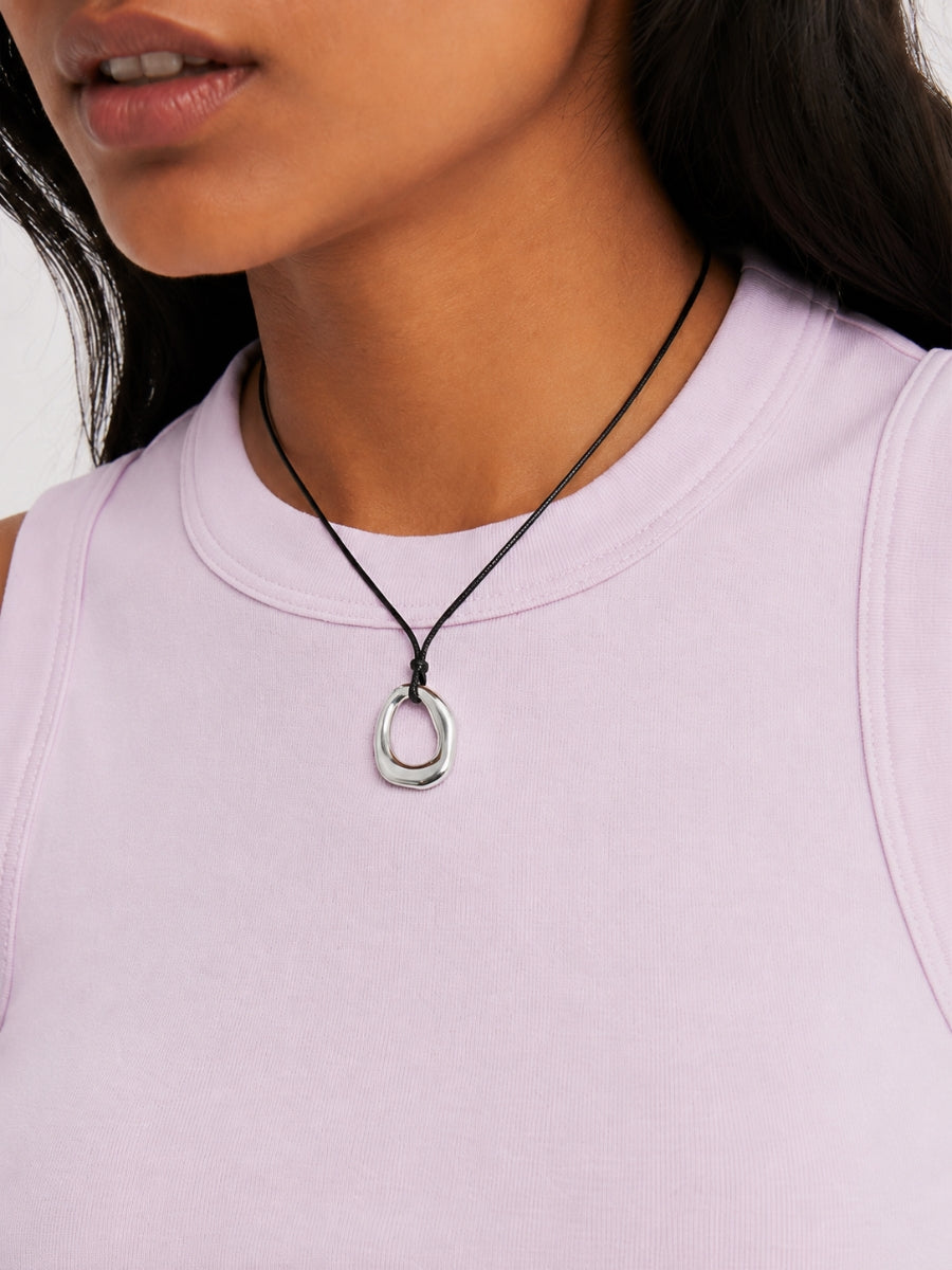 Oval Pendant Cord Necklace