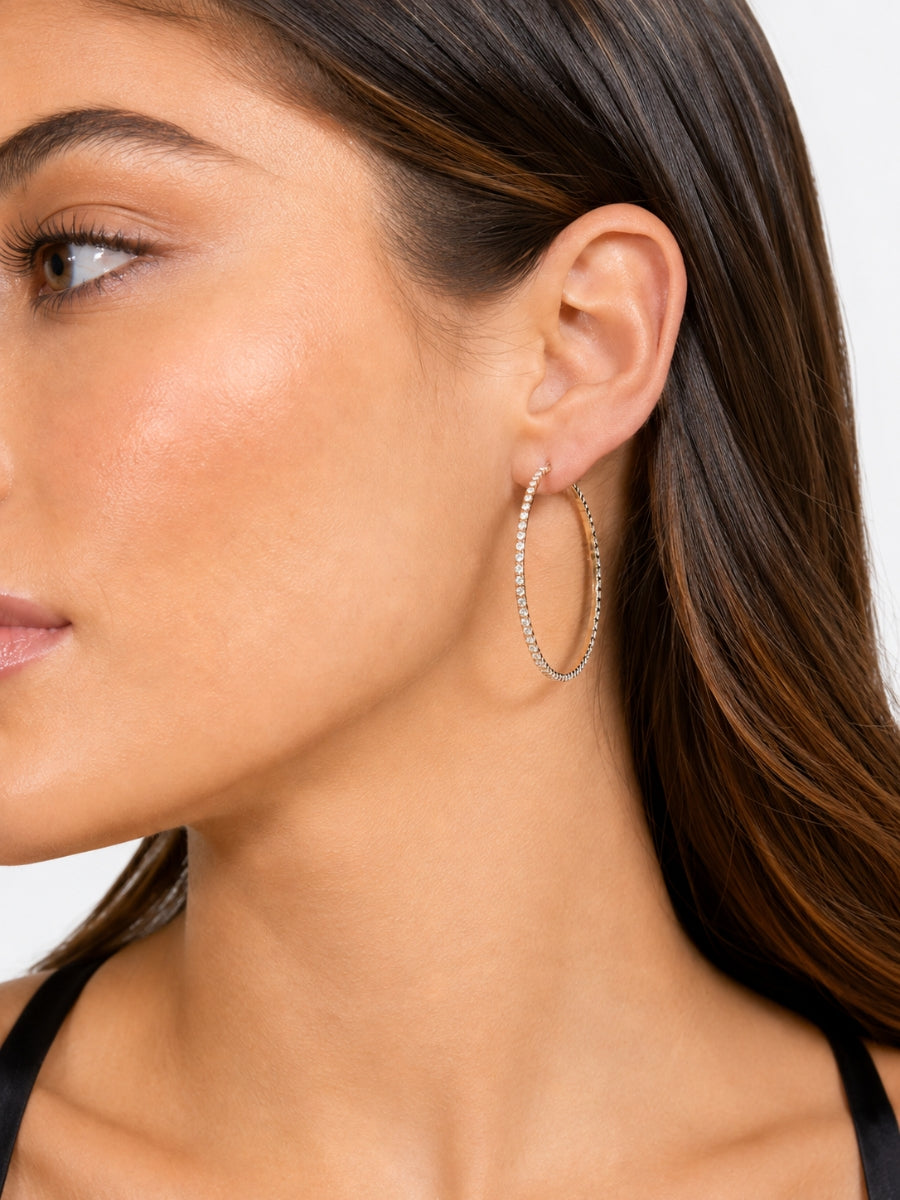 Thin CZ Hoop Earrings