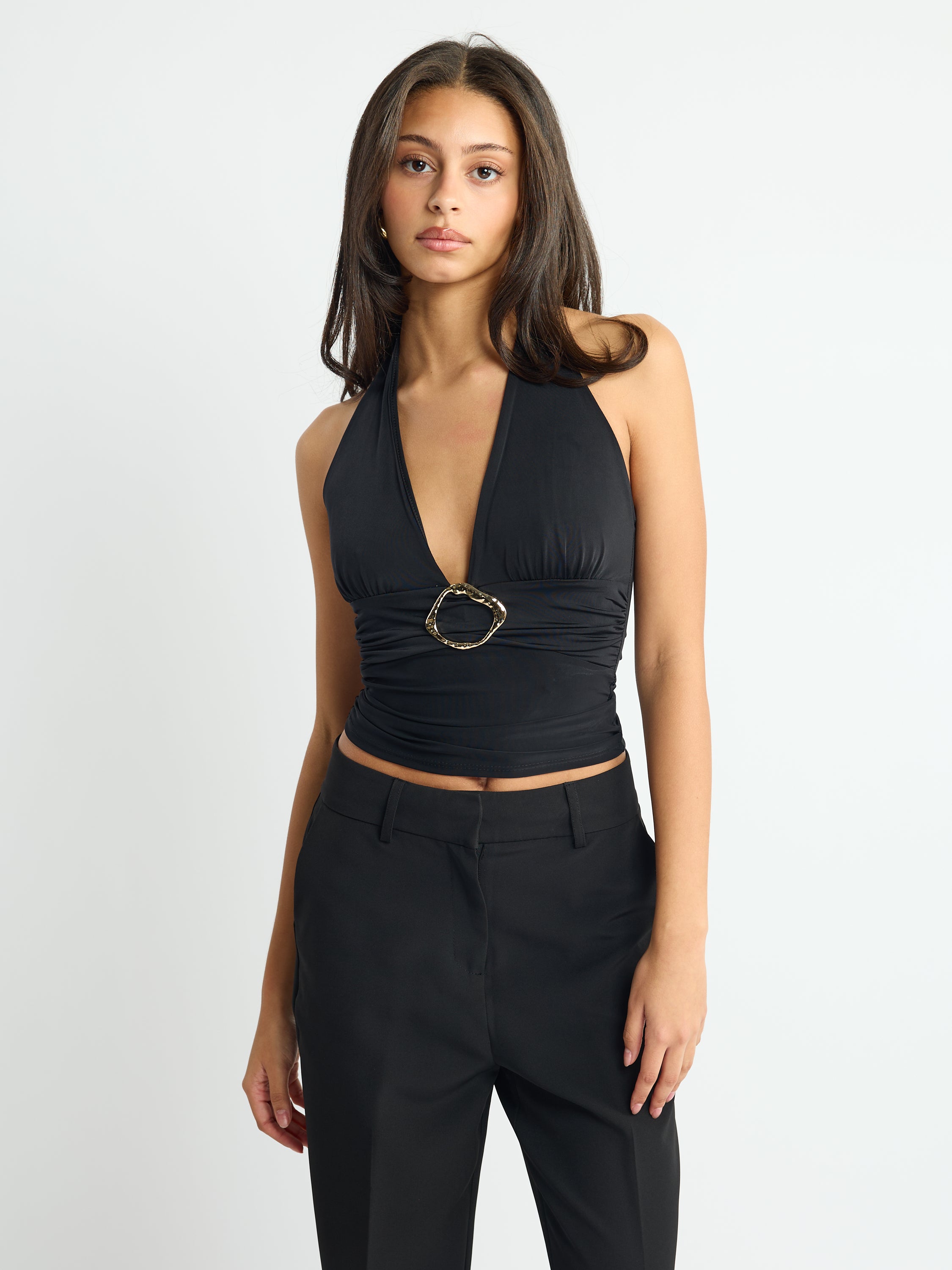 Sloane Halter Gold Hardwear Top