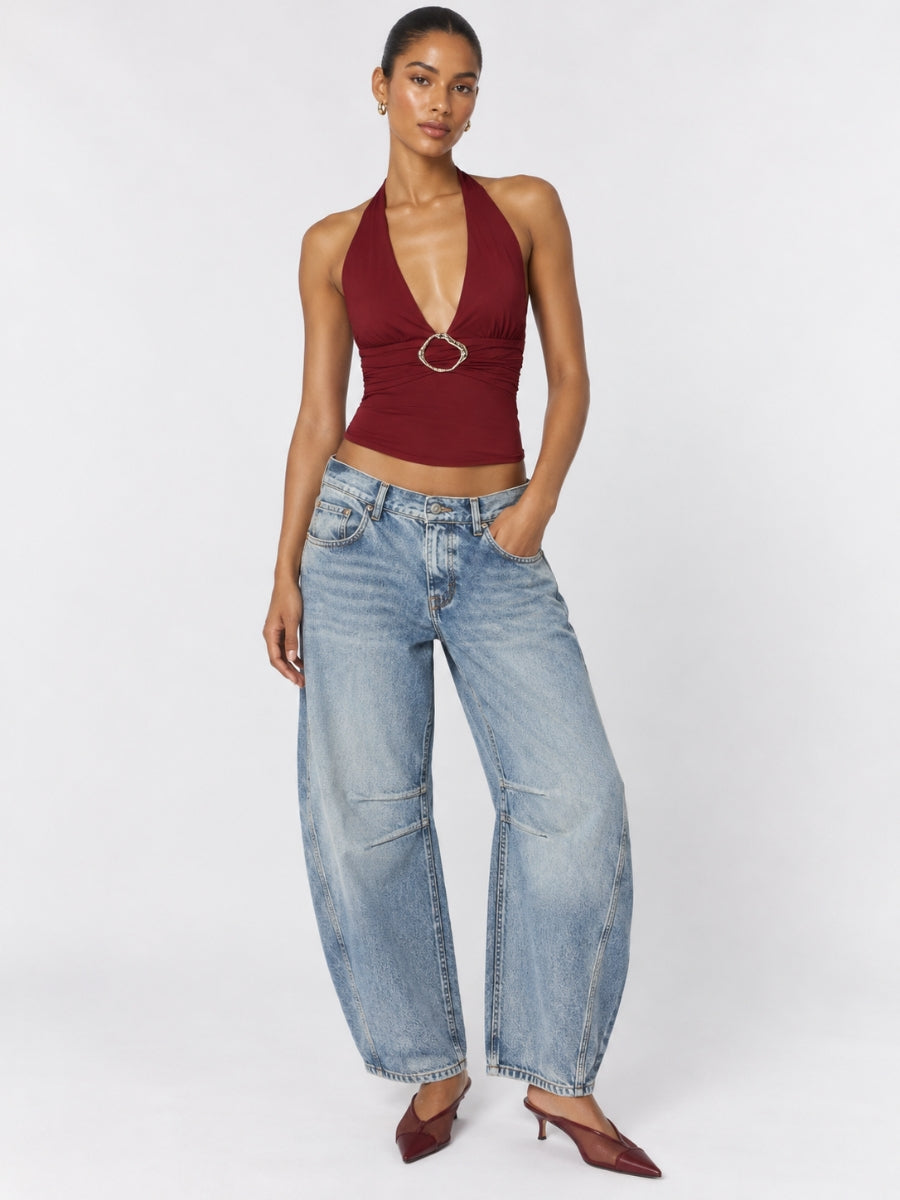 Sloane Halter Gold Hardwear Top