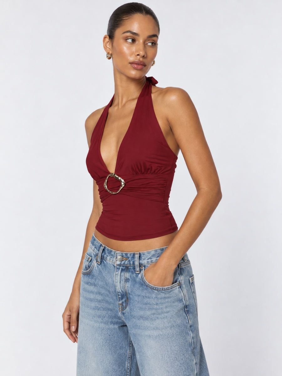 Sloane Halter Gold Hardwear Top