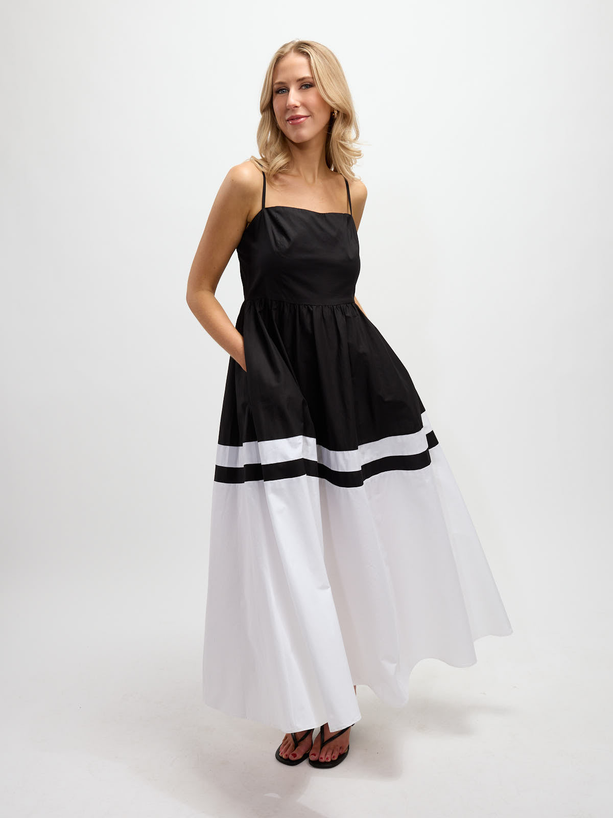Connie Contrast Pocket Long Dress