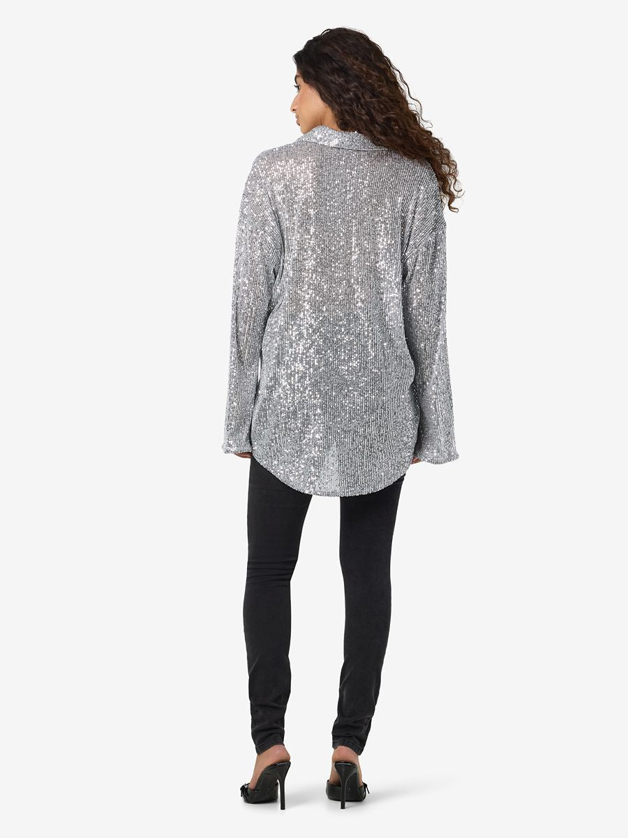 Noisy May Scarlet Long Sleeve Sequin Shirt