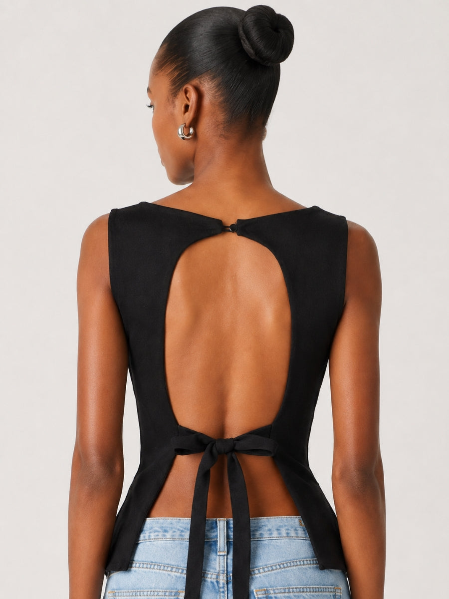 Pippa Open Tie Back Ponte Top