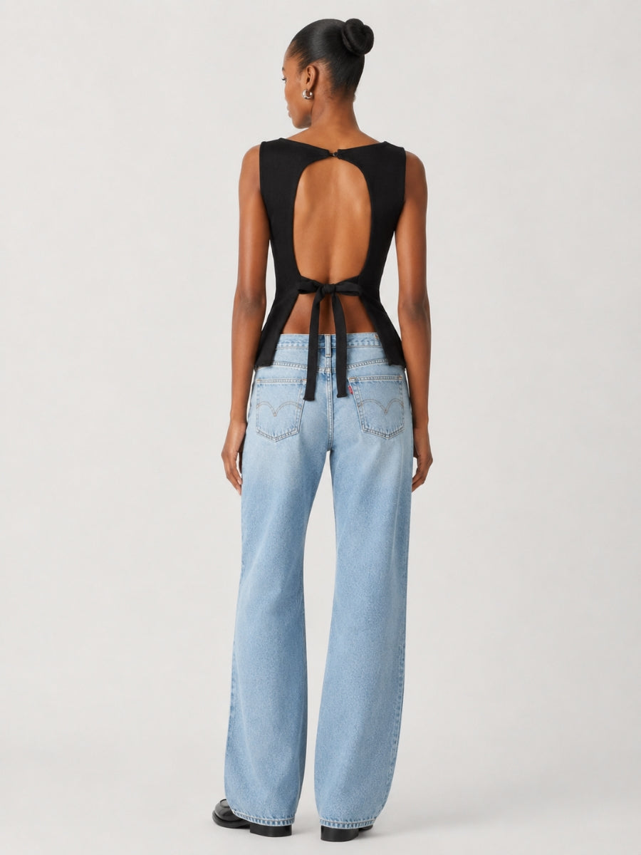 Pippa Open Tie Back Ponte Top