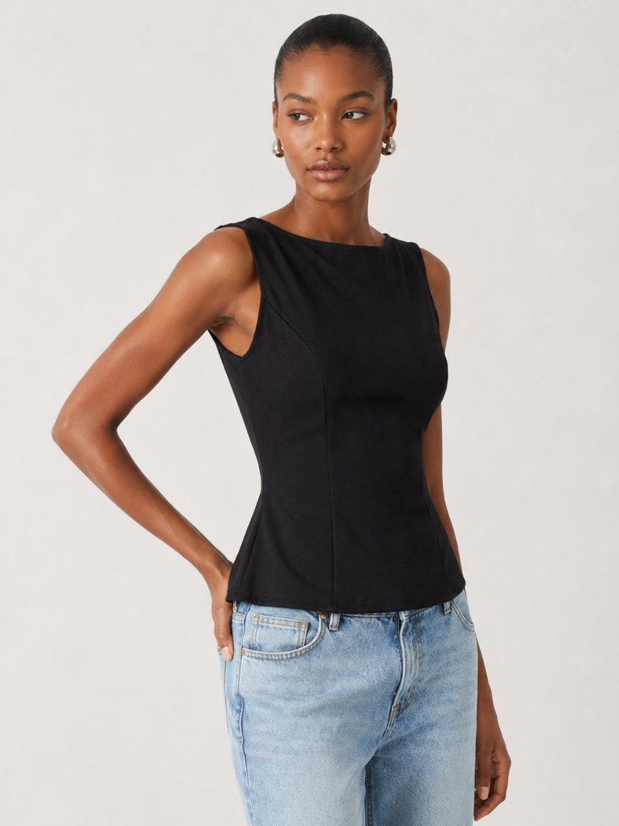 Pippa Open Tie Back Ponte Top