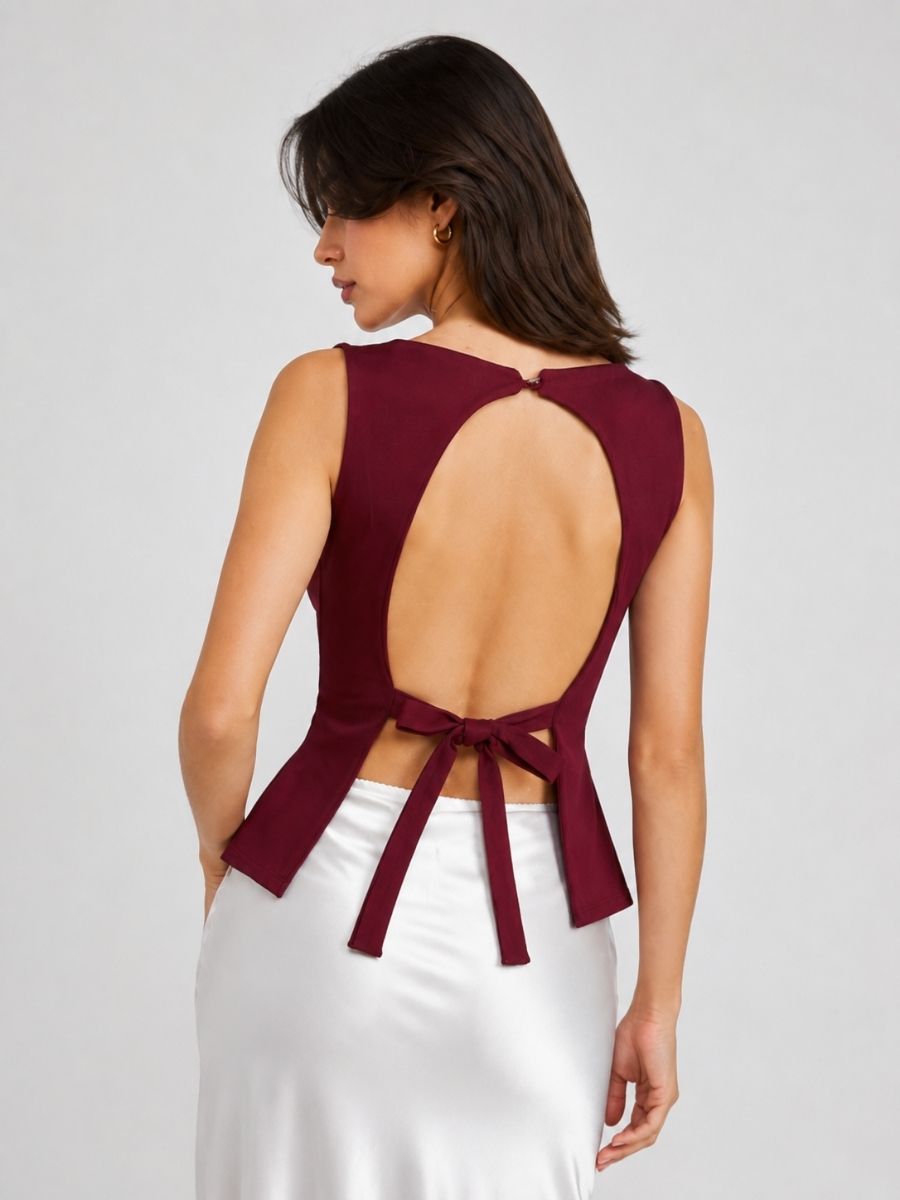 Pippa Open Tie Back Ponte Top