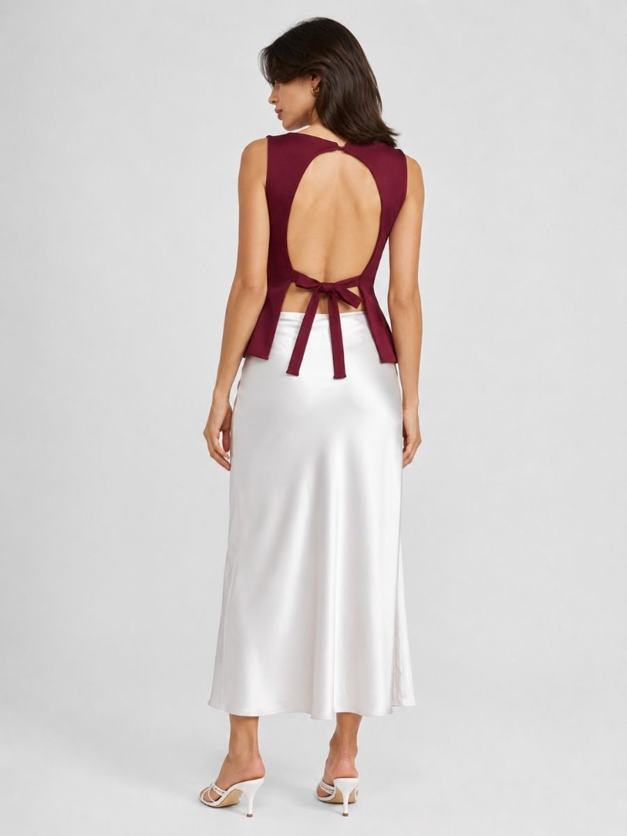 Pippa Open Tie Back Ponte Top