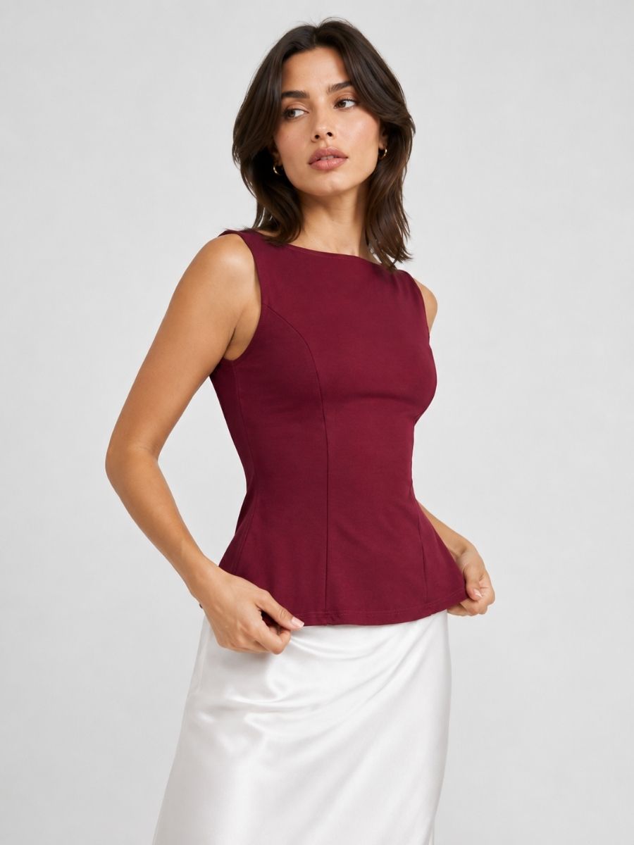 Pippa Open Tie Back Ponte Top