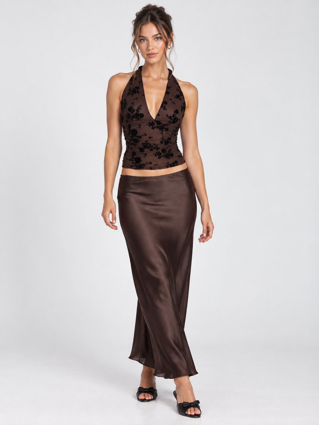 Demi Flocked Halter Top