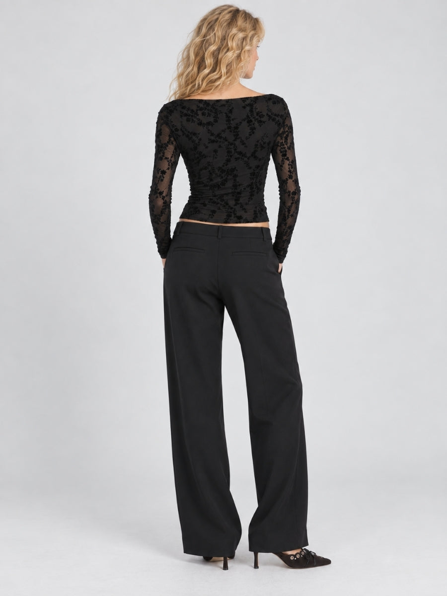 Pyra Flocked Long Sleeve Top