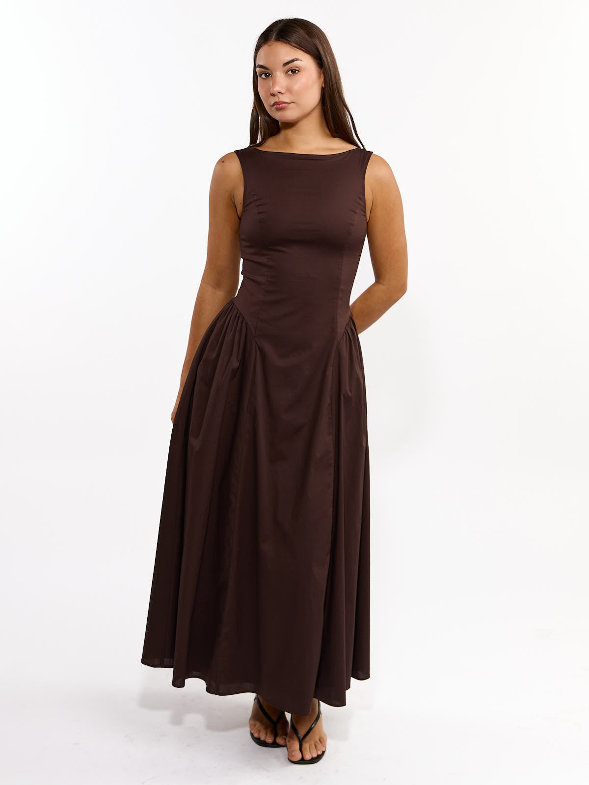 Madeline Poplin High Neck Dress