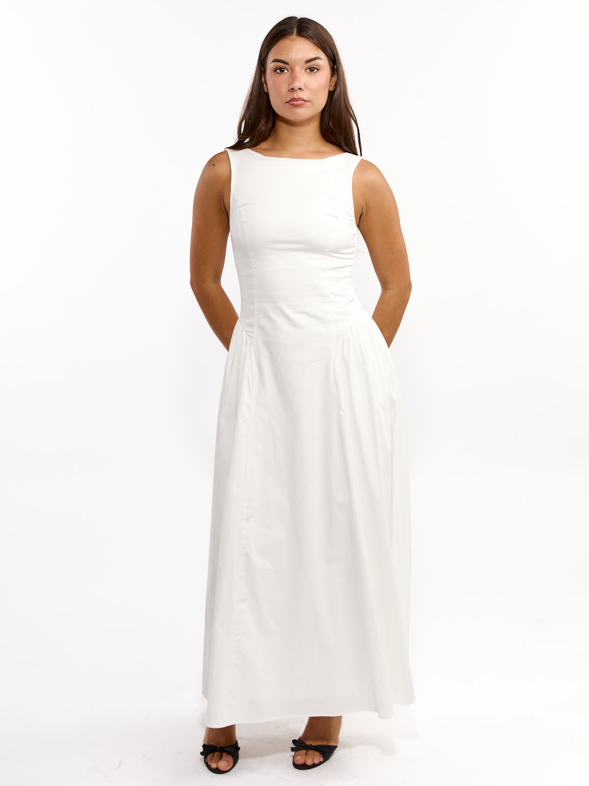 Madeline Poplin High Neck Dress