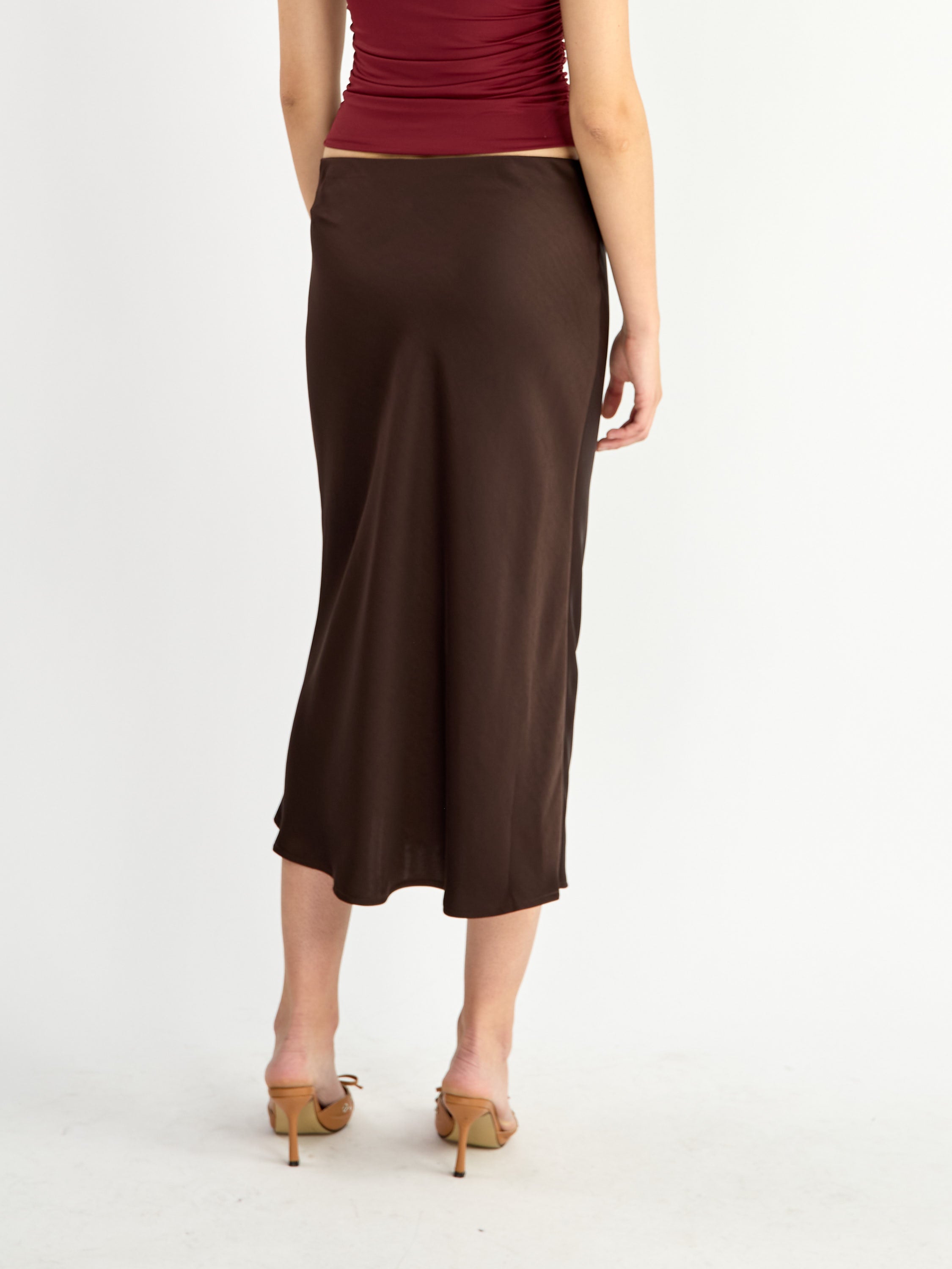 Allina Satin Midi Skirt