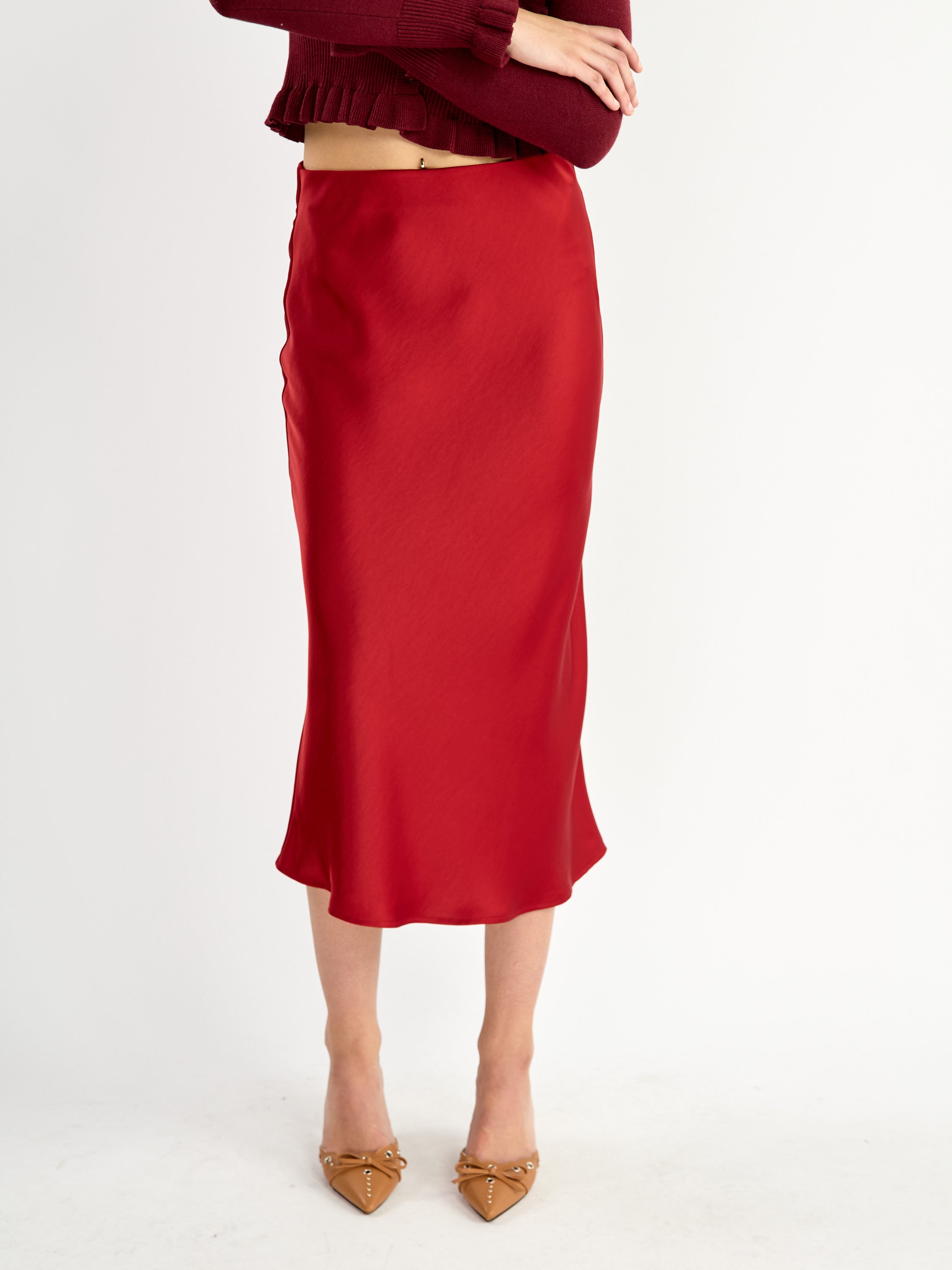 Allina Satin Midi Skirt